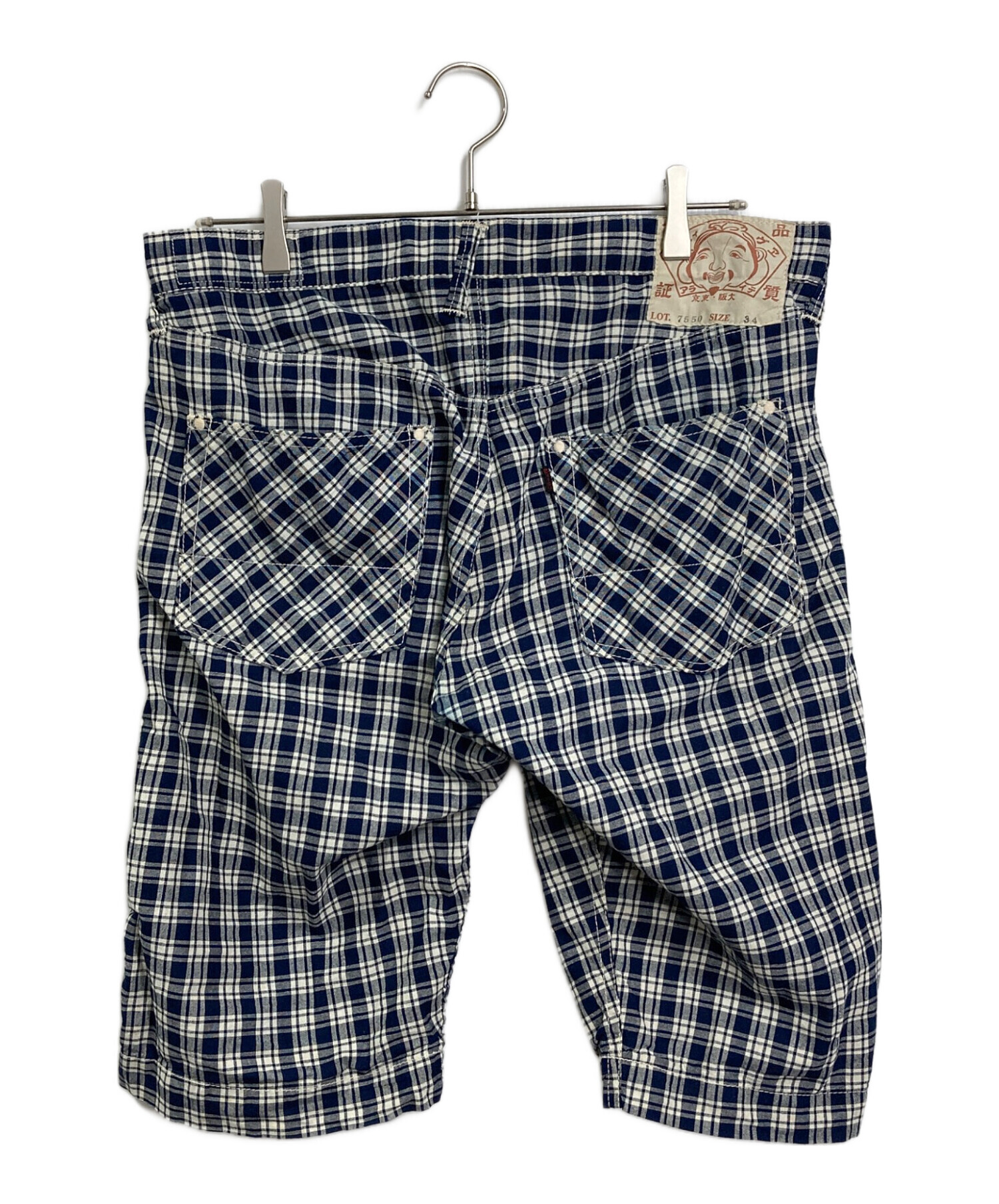 中古・古着通販】EVISU (エヴィス) ハーフパンツ チェック ネイビー