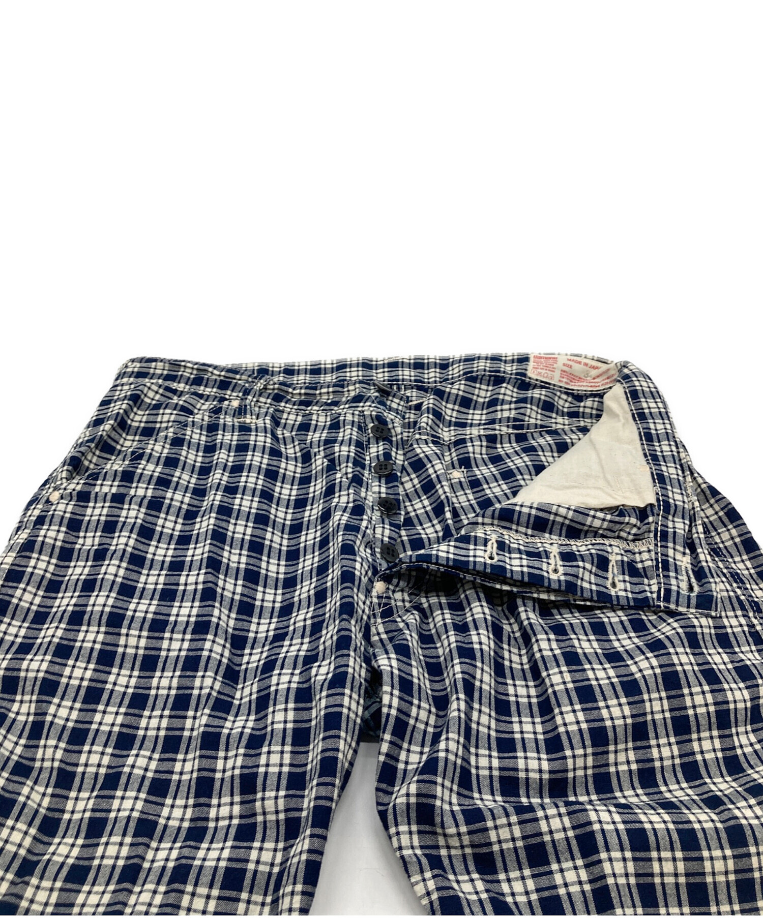 中古・古着通販】EVISU (エヴィス) ハーフパンツ チェック ネイビー