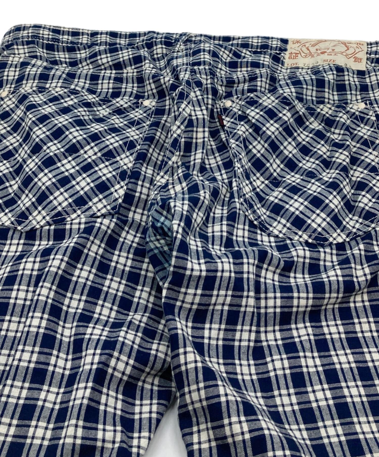 中古・古着通販】EVISU (エヴィス) ハーフパンツ チェック ネイビー