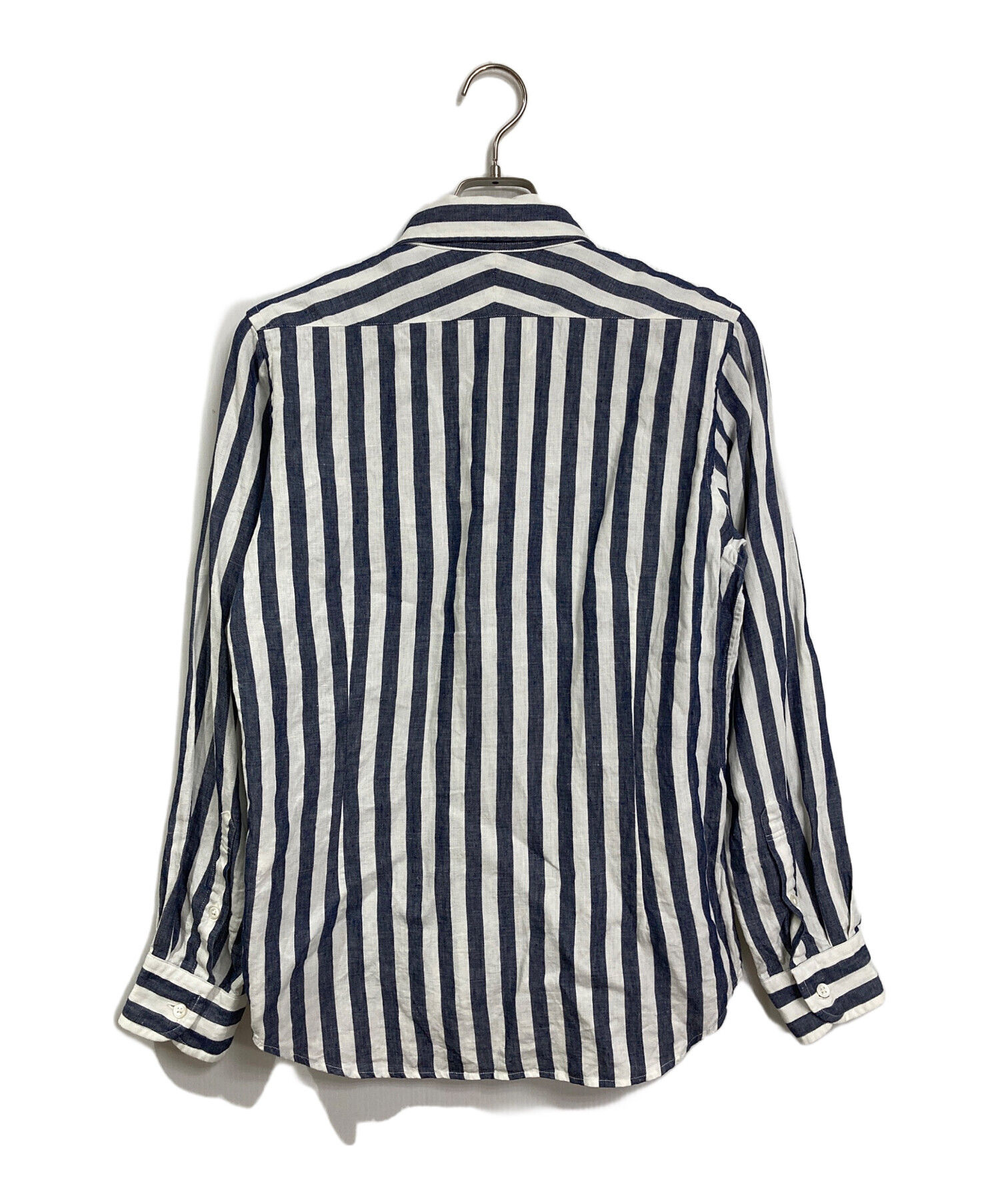 Nigel Cabourn リネン100% ストライプシャツ ブルー 48 【公式