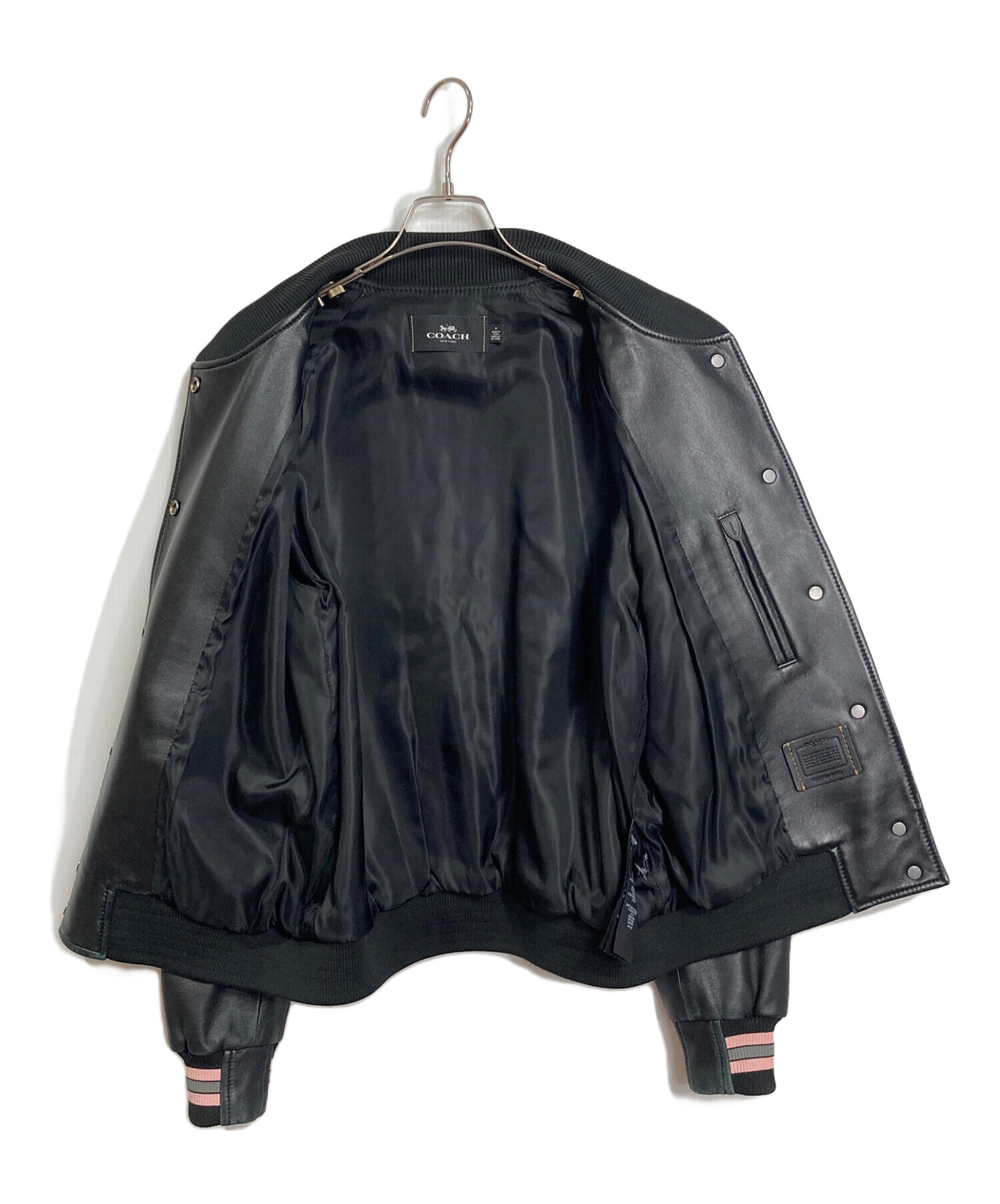 新品同様！COACH コーチ オール レザー ジャケット 本革 スタジャン M 中古・古着通販】COACH (コーチ) Leather Varsity Jacket レザーバー
