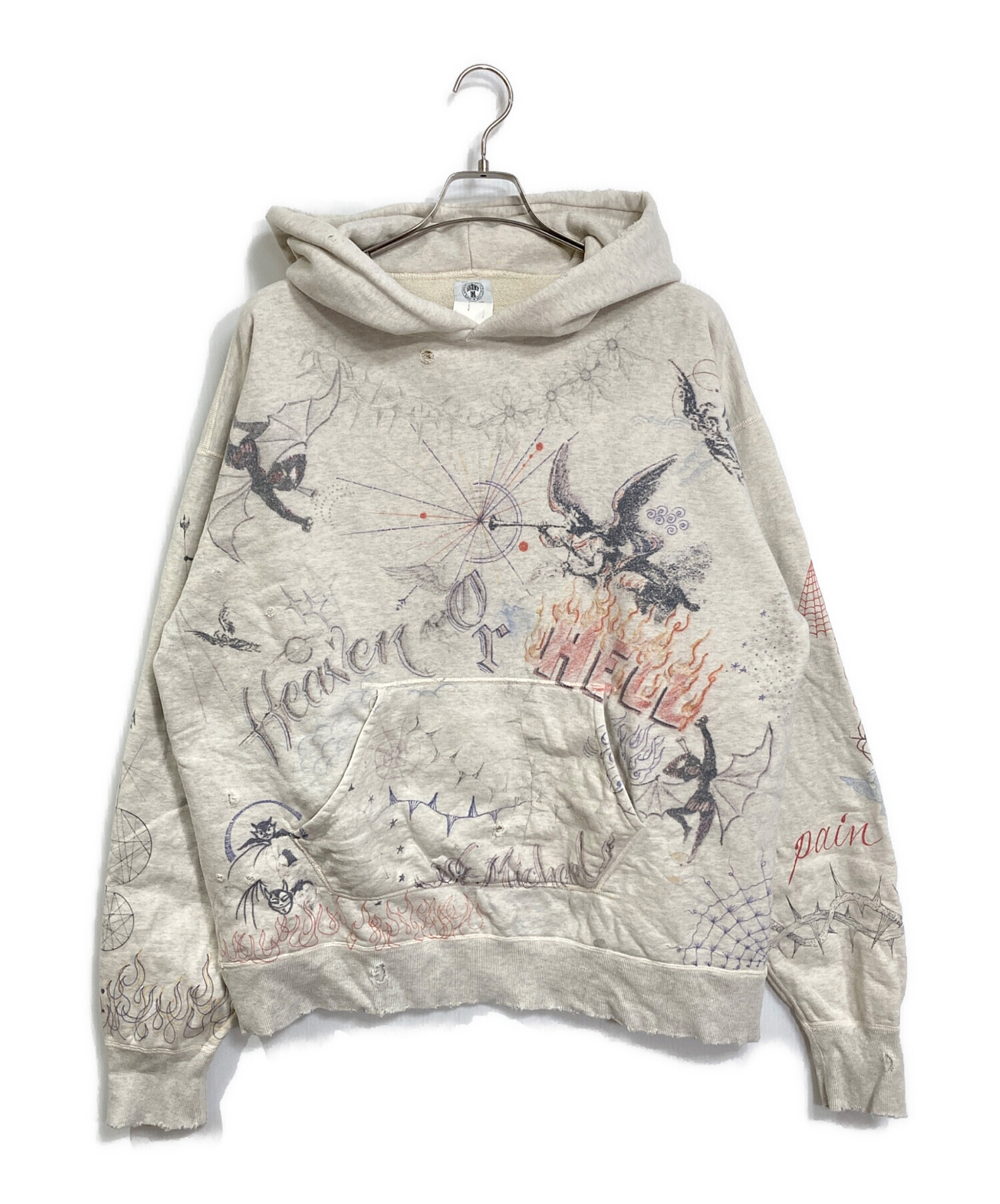 シ*六様 セントマイケル　ヴィンテージ加工ダブルフェイスパーカー SAINT MICHAEL/セント マイケル/HOODIE/DOUBLE FACE/GRAY | ROYAL