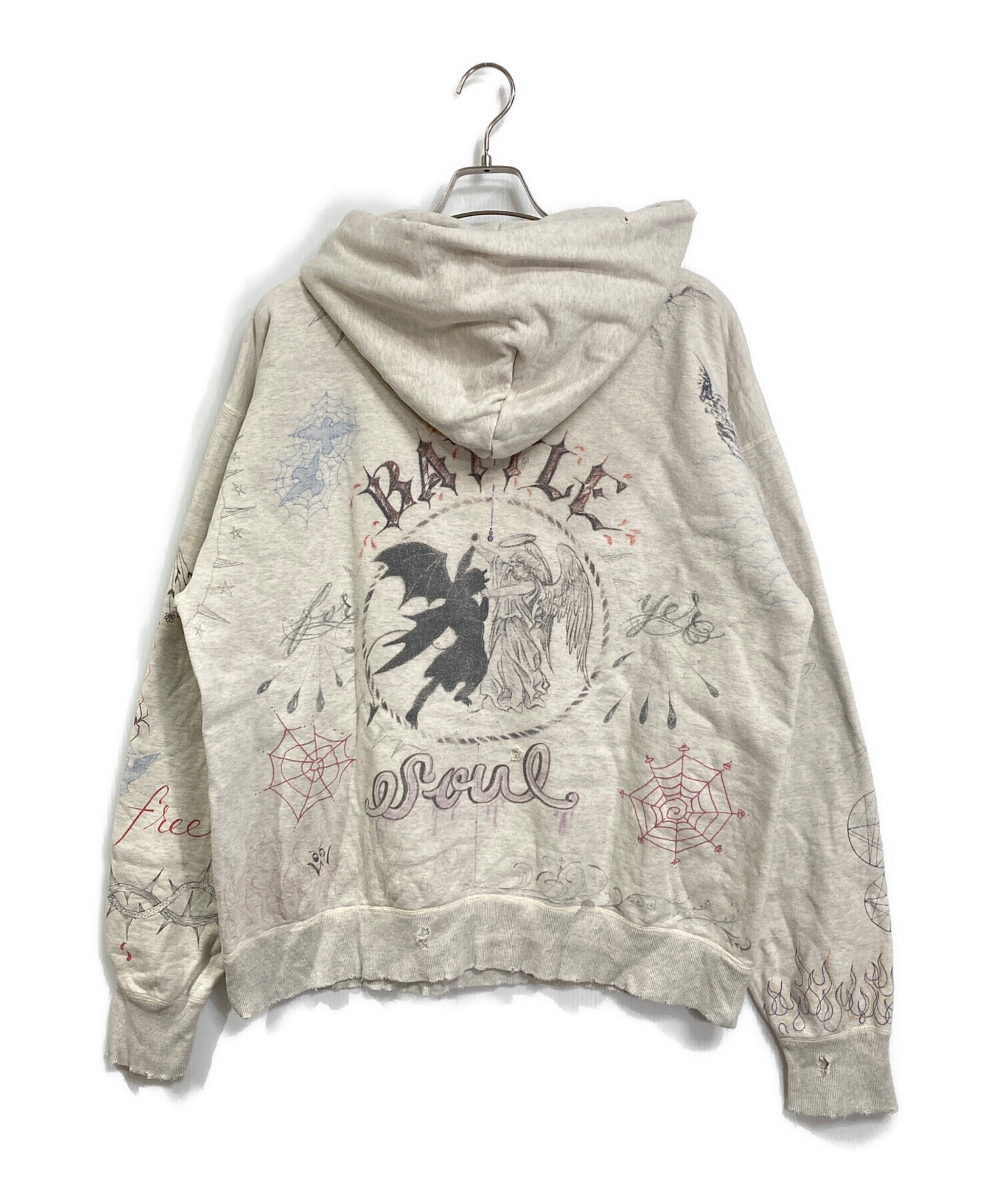 シ*六様 セントマイケル　ヴィンテージ加工ダブルフェイスパーカー SAINT MICHAEL/セント マイケル/HOODIE/DOUBLE FACE/GRAY | ROYAL