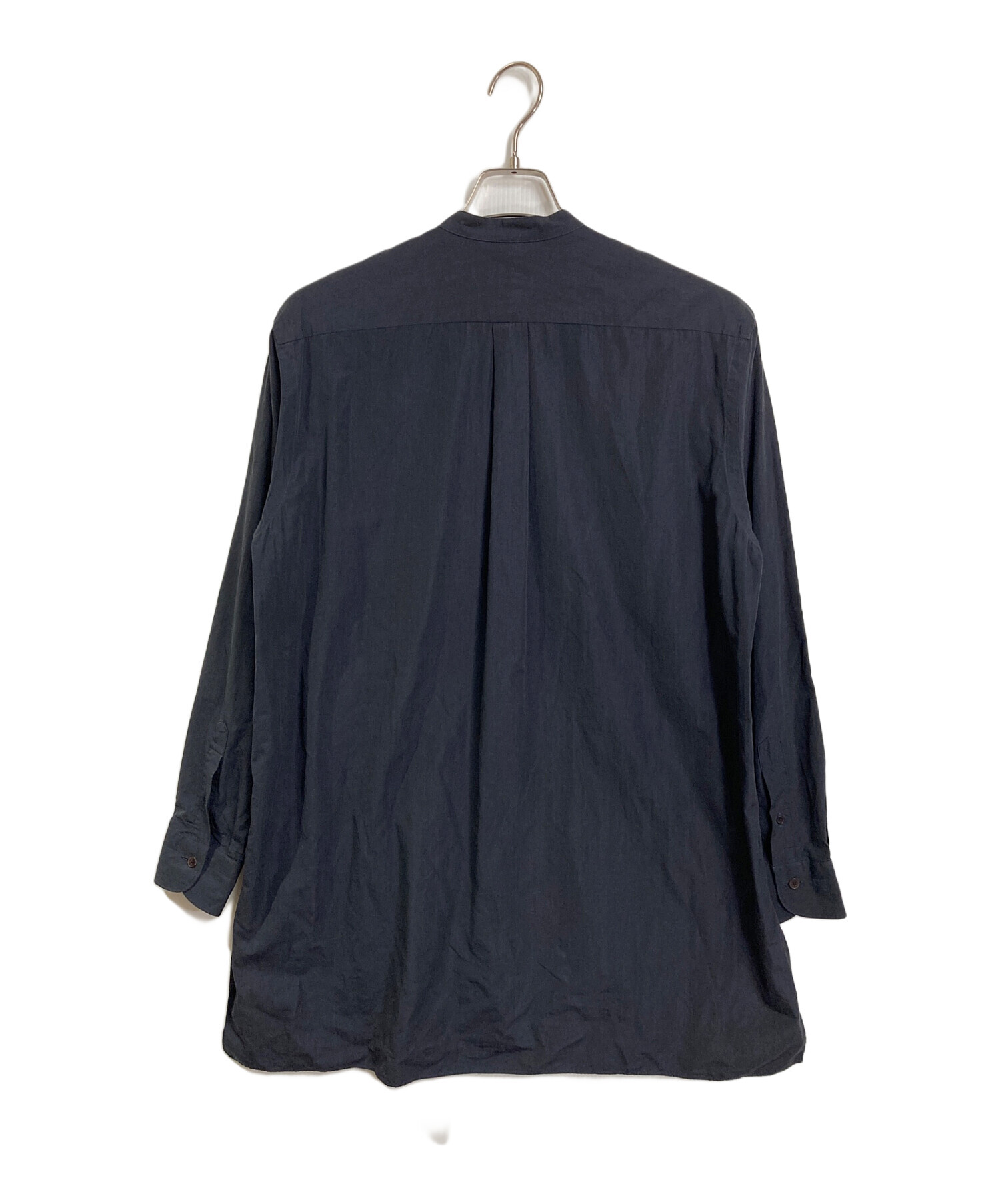 COMOLI コモリ バンドカラー ロングシャツ 長袖 ネイビー comoli