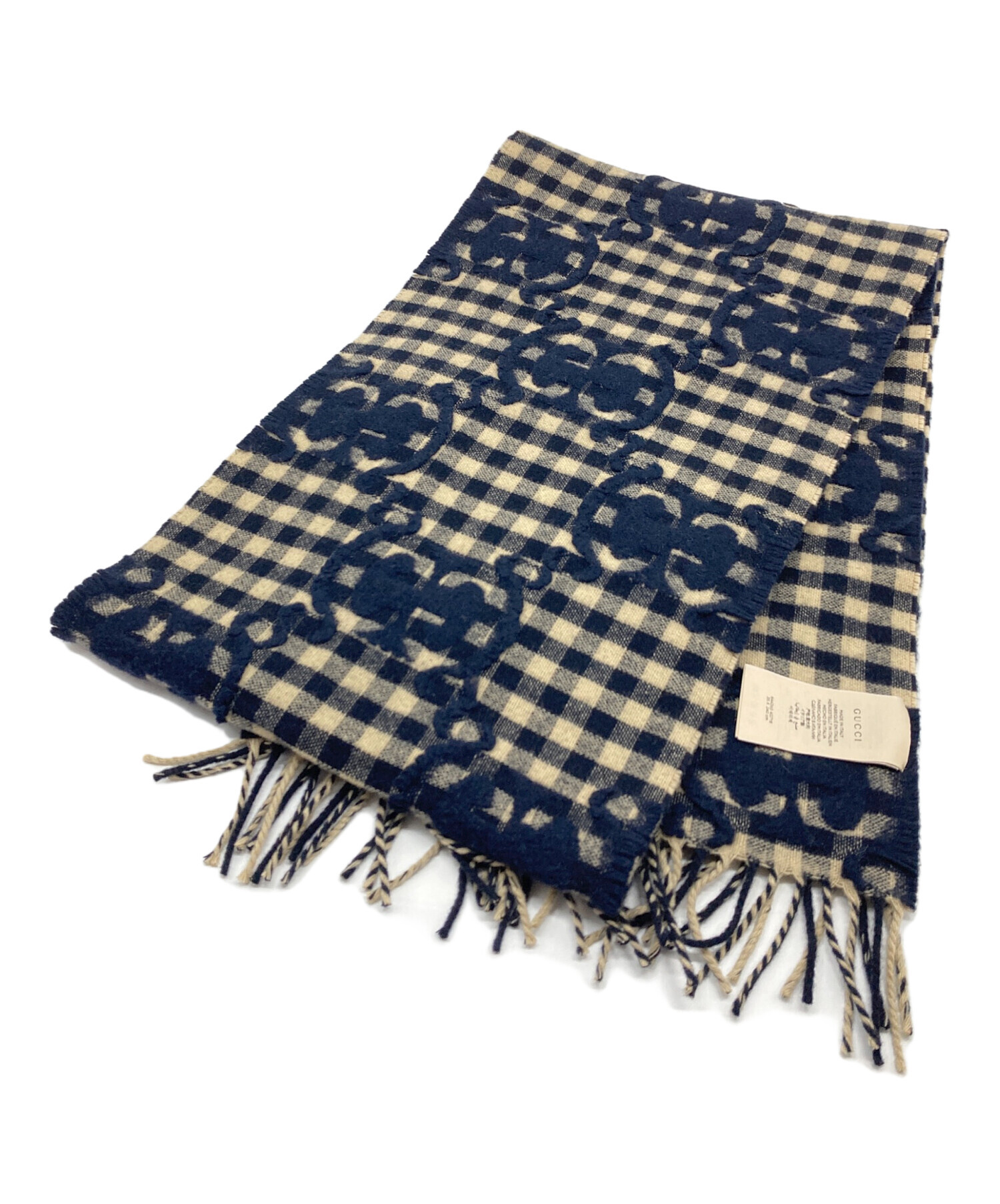 GG＆タータンチェック ウールジャカード スカーフ GUCCI】scarfタータンチェック＆GGジャカード ウールマフラー | PASSIO