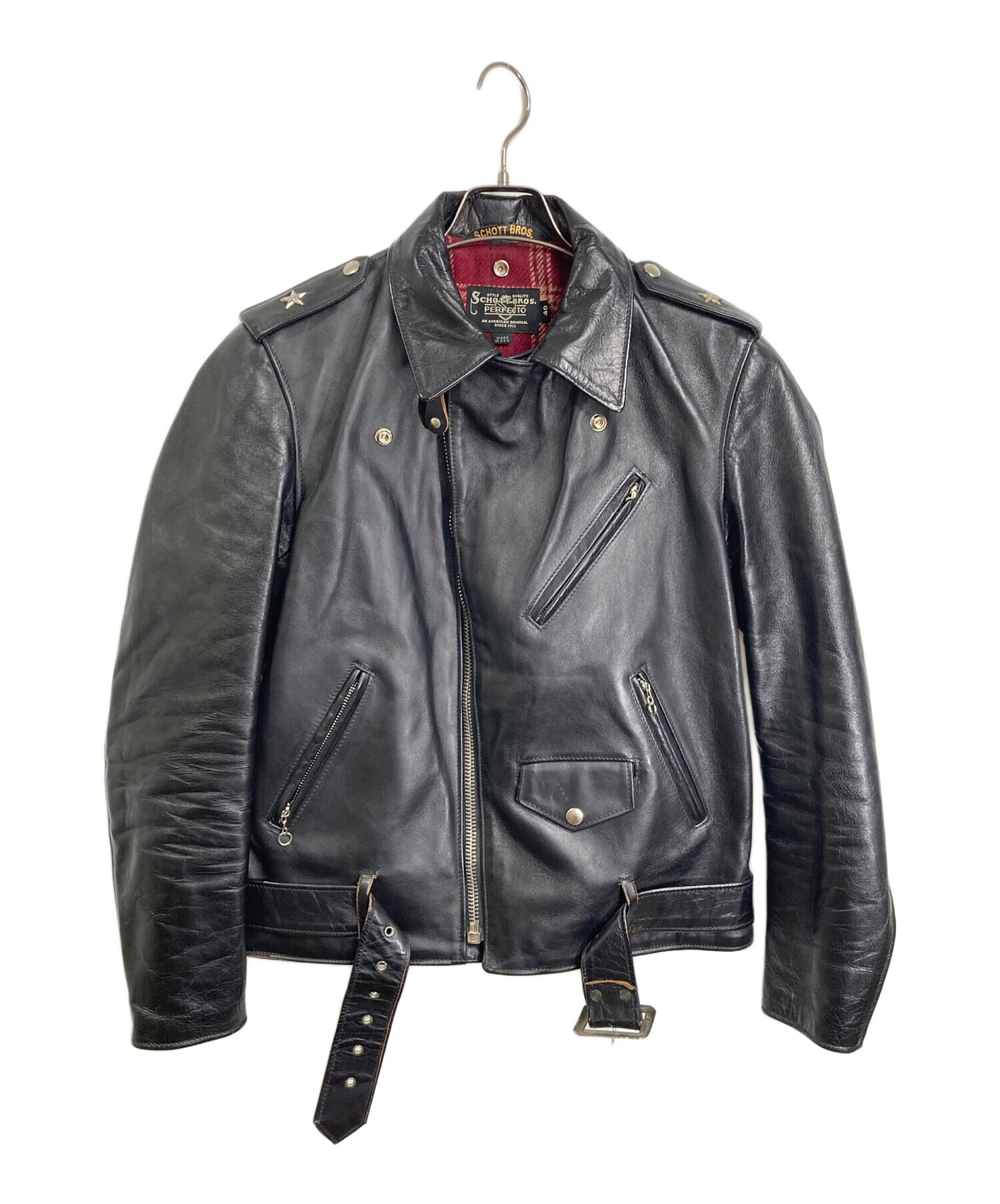 Schott GENUINE HORSEHIDE ライダースジャケット 40 中古・古着通販】SCHOTT BROS. (ショット) HORSEHIDE ONESTAR レザー