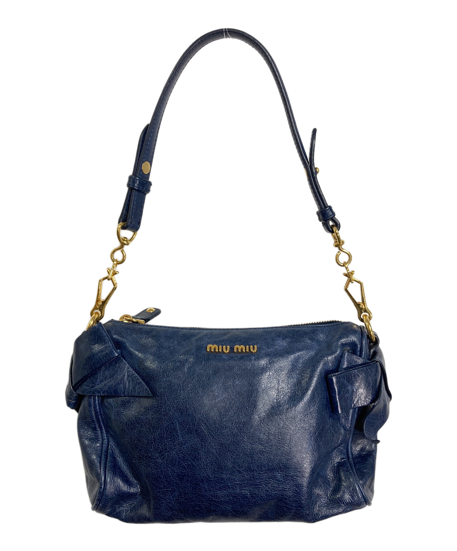 miumiuミュウミュウ ネイビーリボンハンドバック　パーティーバック miumiuミュウミュウ ネイビーリボンハンドバック パーティーバック Miu