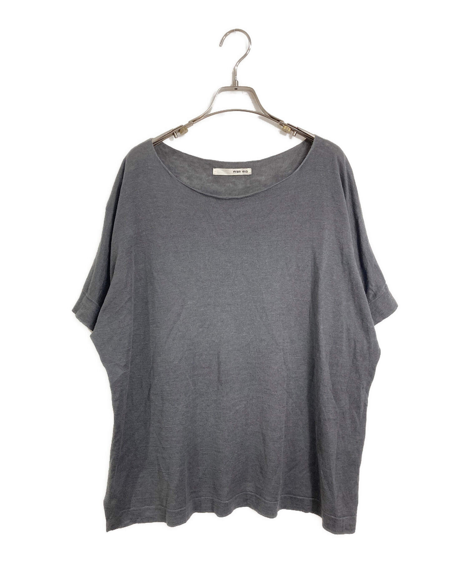 美品 24SS evam eva エヴァムエヴァ linen pullover ショートスリーブ ニットトップス カットソー E241K202 M ブラック レディース 古着 中古 USED 中古・古着通販】evam eva (エヴァムエヴァ) linen silk pullover evam