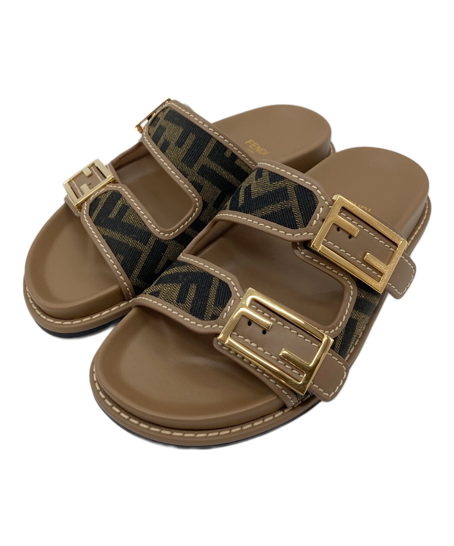 FENDI ズッカ ミュール 未使用 フェンディ ズッカ柄 FF柄 ミュール サンダル 37.5 24cm 【公式