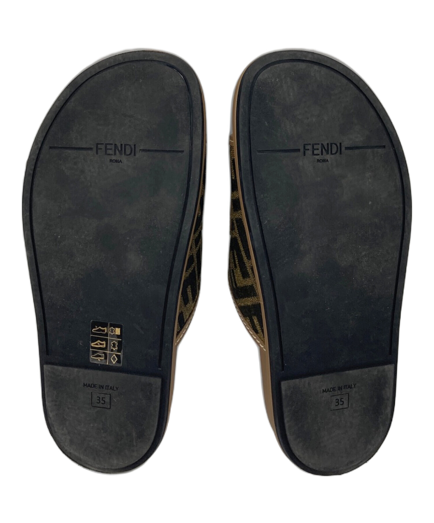 中古・古着通販】FENDI (フェンディ) ブラウンFFファブリック スライド 中古・古着通販】FENDI (フェンディ) ブラウンFFファブリック スライド