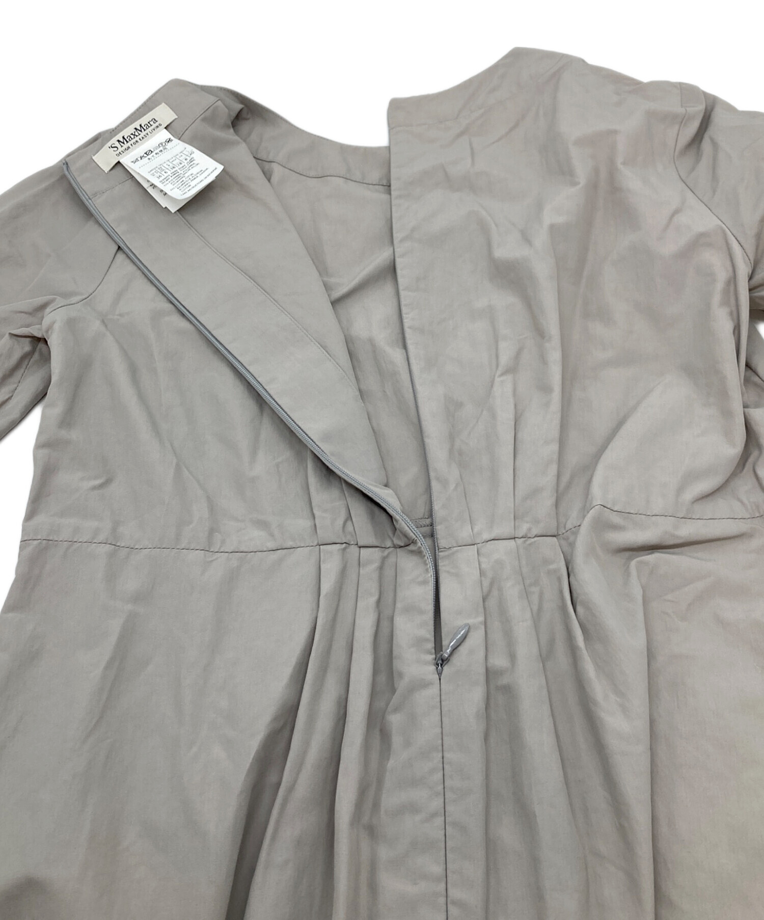 MAX MARA コットンひざ丈ワンピース 半袖 グレー　サイズ38 中古・古着通販】'S Max Mara (エスマックスマーラ) ウエストギャザー