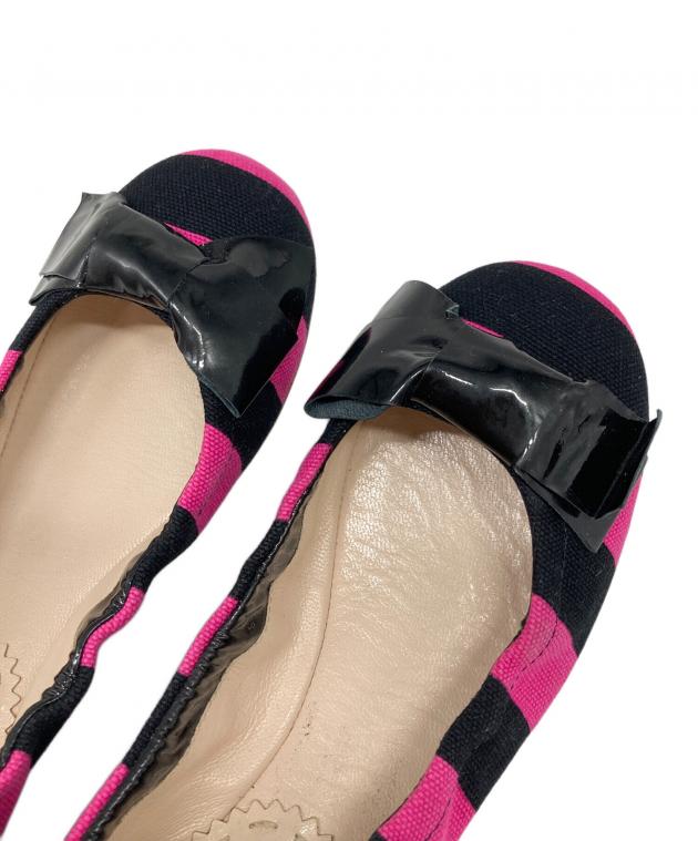 中古・古着通販】PRADA (プラダ) バレエシューズ ピンク×ブラック