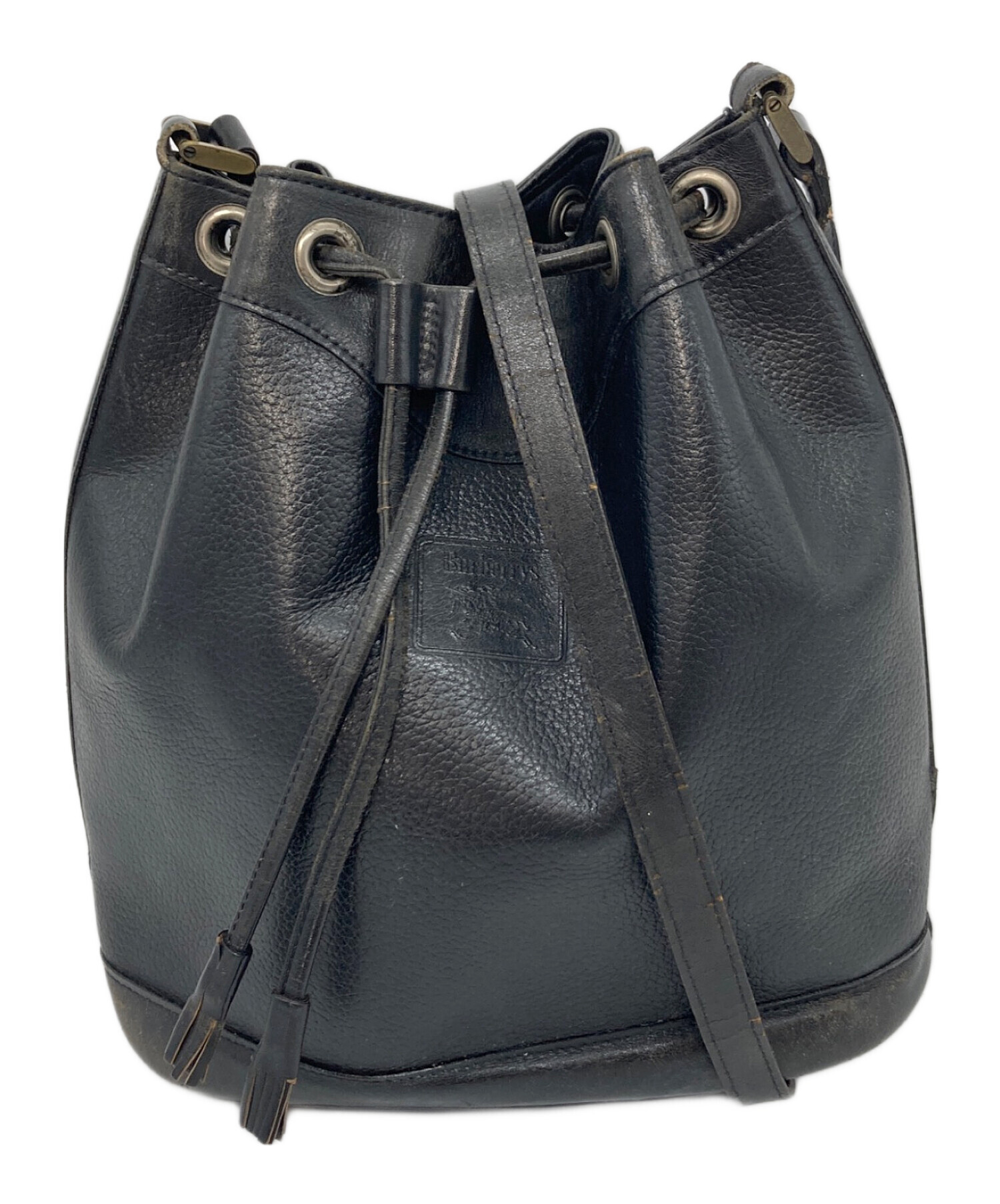 本物 バーバリー BURBERRY レザー ショルダーバッグ ブラック バッグ 中古 中古・古着通販】BURBERRY (バーバリー) レザーショルダーバッグ