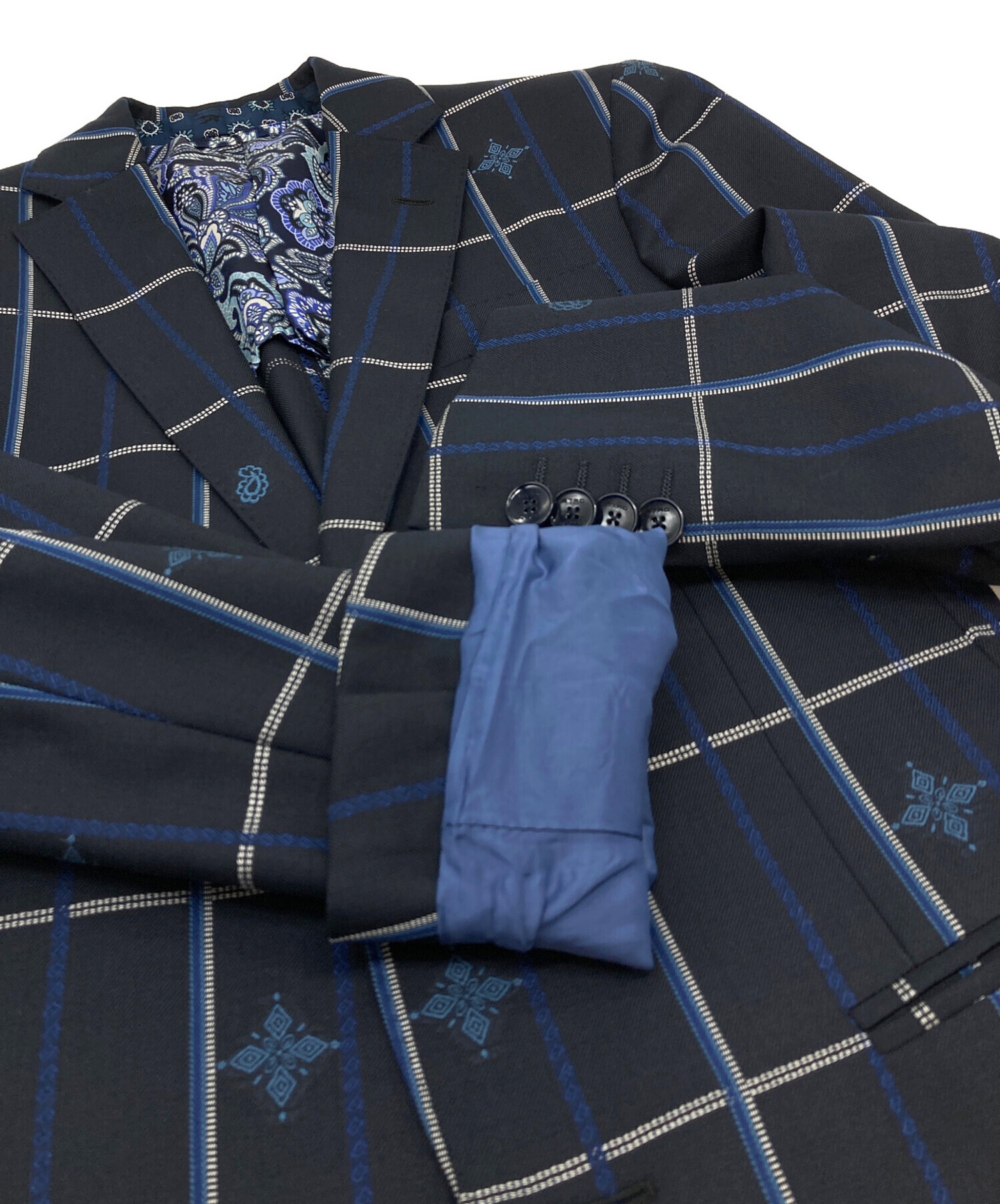 中古・古着通販】ETRO (エトロ) 裏地ペイズリーチェックセットアップ