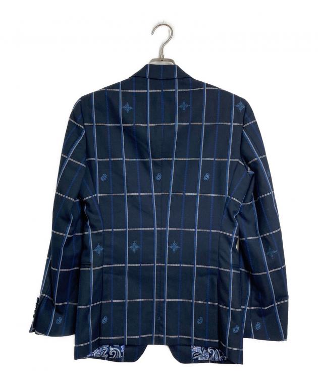 新品 ETRO エトロ チェック柄スーツ セットアップ 44 伊製 中古・古着通販】ETRO (エトロ) 裏地ペイズリーチェックセットアップ