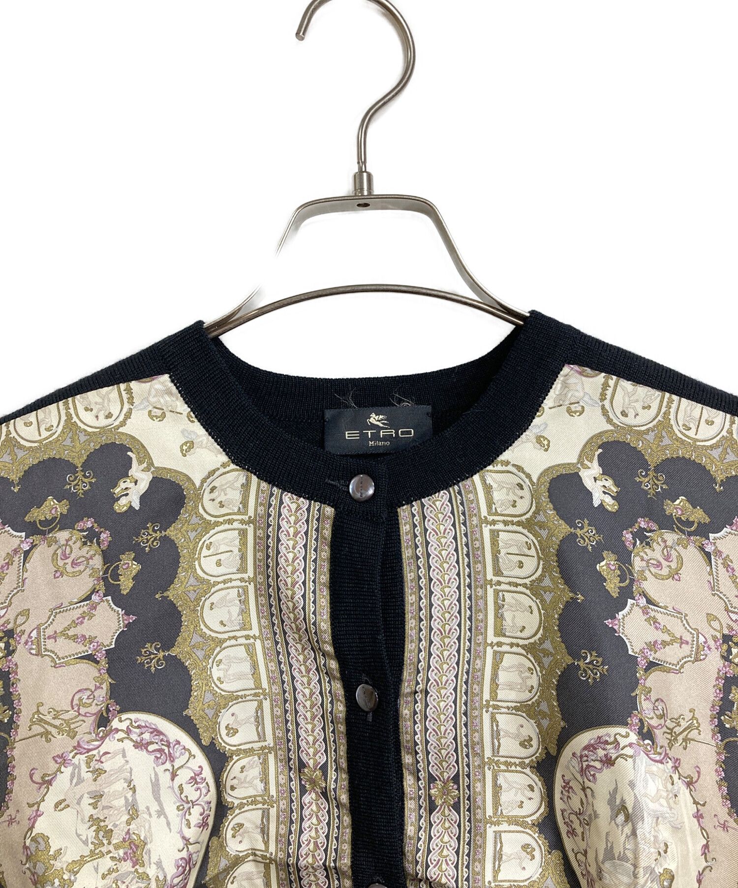 Etro 切り替えカーディガン 中古・古着通販】ETRO (エトロ) ウールシルク切替ニットカーディガン