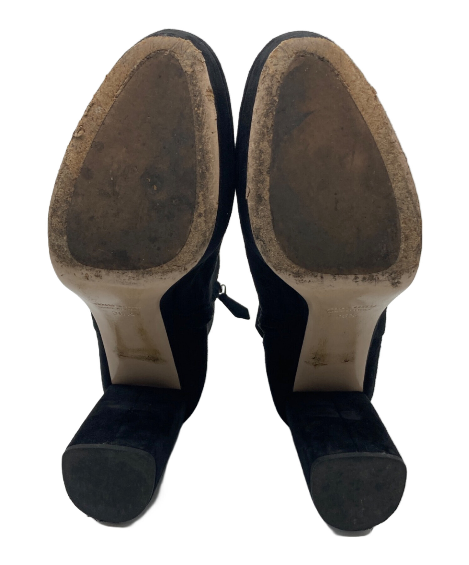 miu miu ショートブーツ ブラック 37 中古・古着通販】MIU MIU (ミュウミュウ) スウェードショートブーツ