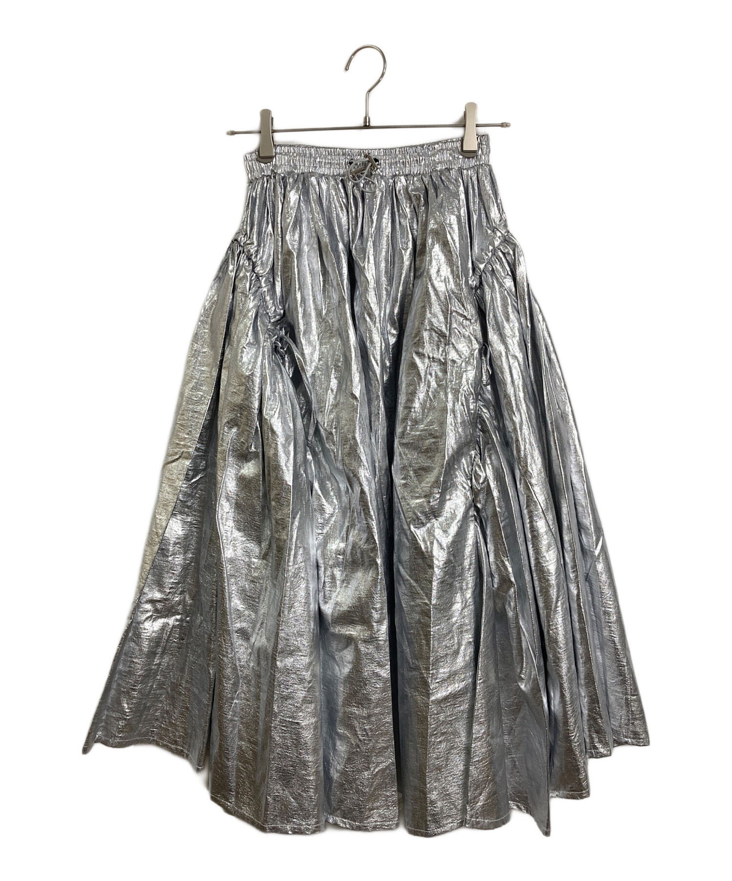 POPPY　シルバーギャザーリボンスカート　Mサイズ 中古・古着通販】POPPY (ポピー) GATHER RIBBON SKIRT ギャザーリボン
