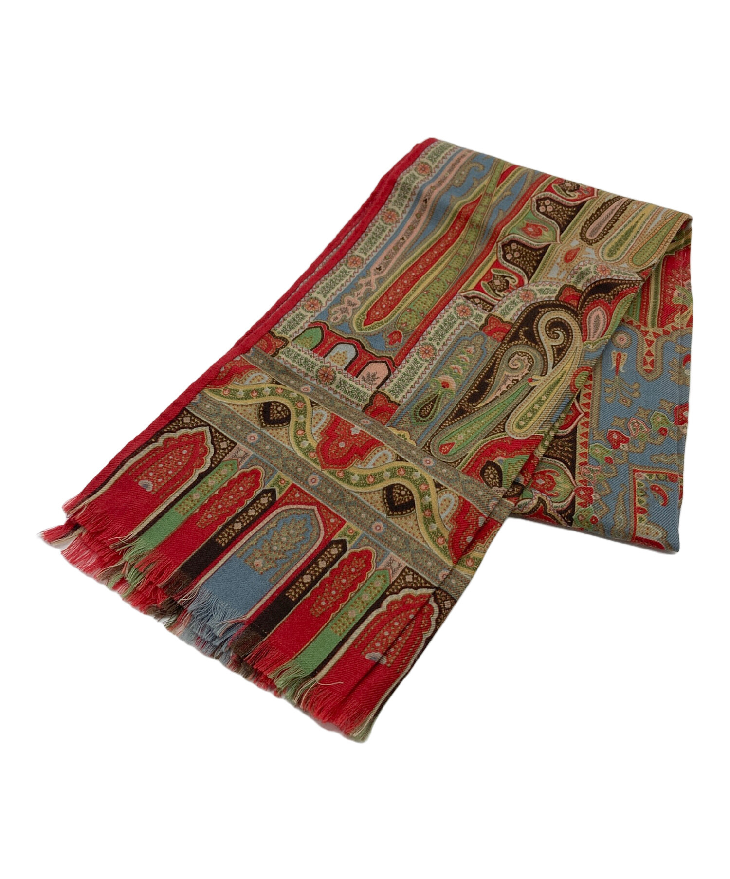 美品 エトロ カルカッタショール ウール 中古・古着通販】ETRO (エトロ) ストール 総柄 イタリア製 レッド