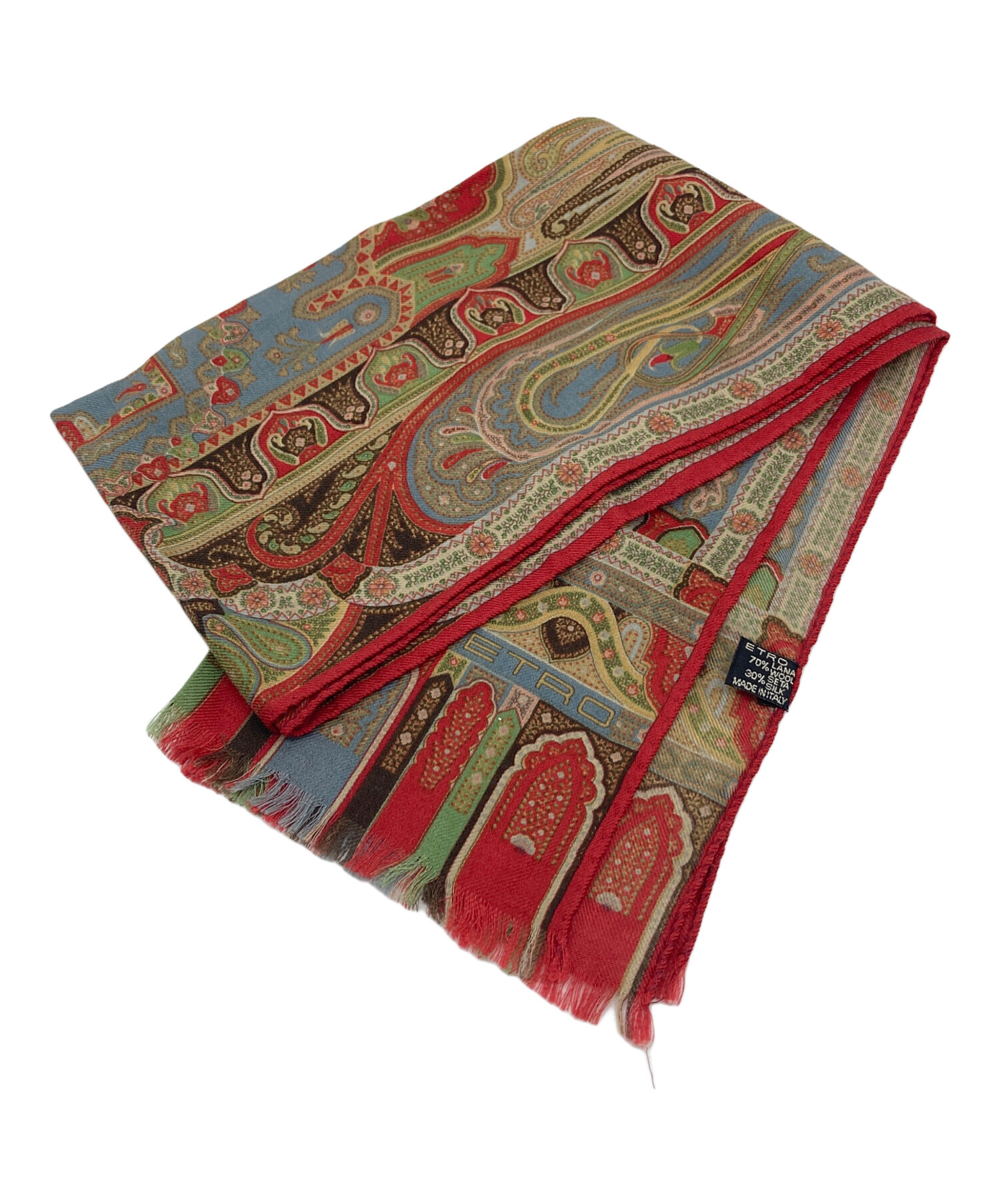 未使用 ETRO エトロ ストール レッド×グレー 中古・古着通販】ETRO (エトロ) ストール 総柄 イタリア製 レッド