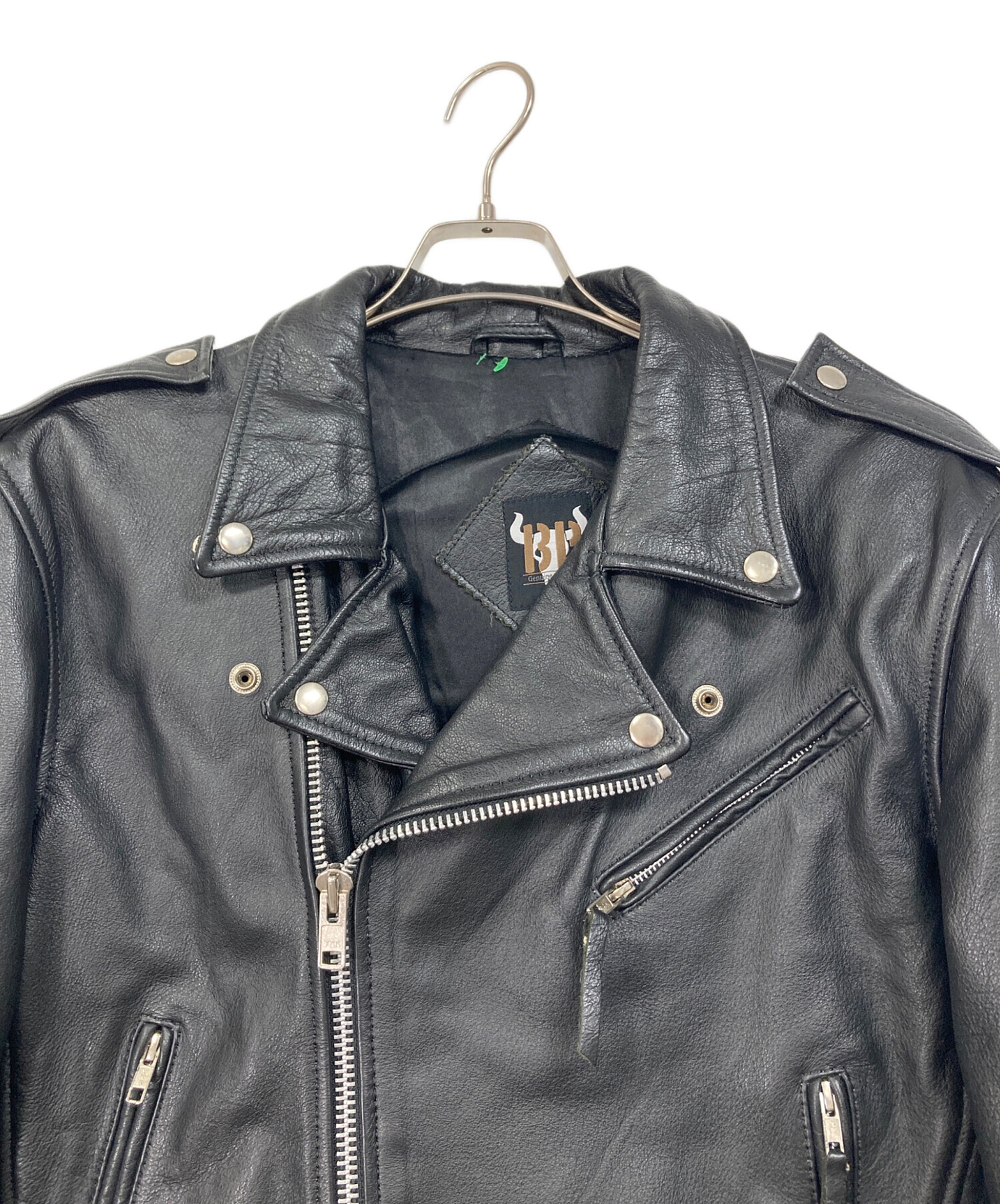 BP Genuine Leather 水牛本革　ライダースジャケット 中古・古着通販】BP (ビーピー) 水牛革ライダースジャケット ブラック