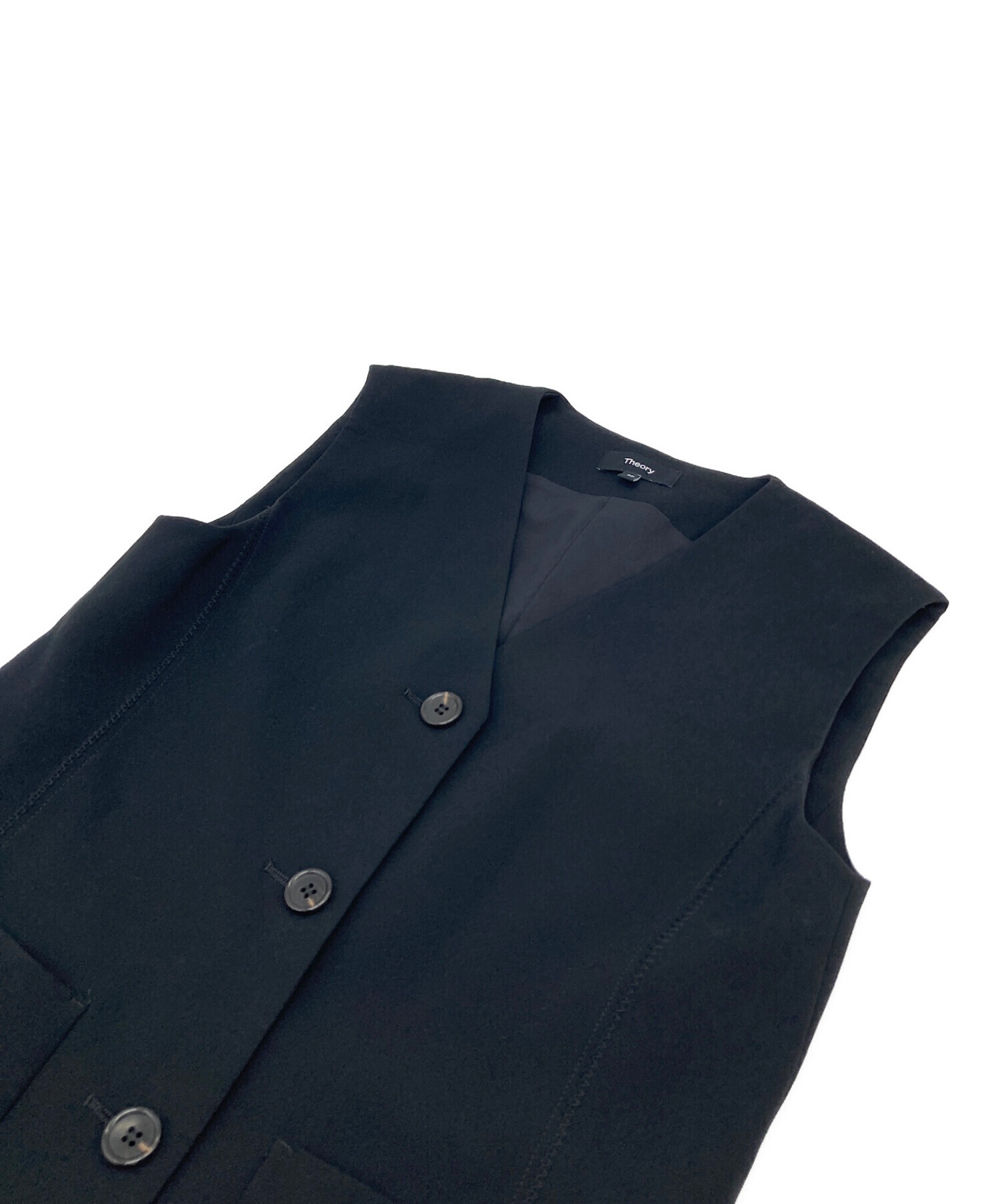 中古・古着通販】theory (セオリー) SATIN CREPE ZIGZAG VEST ブラック