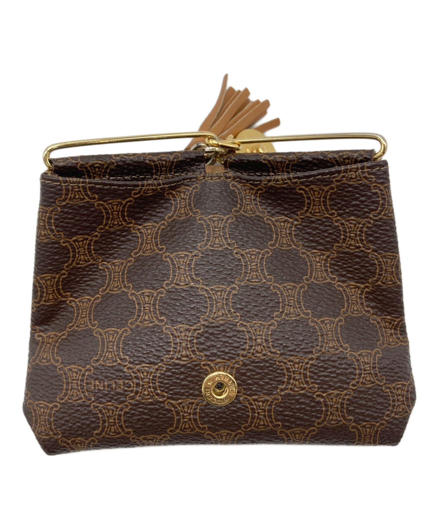 【CELINE】セリーヌ 三角ケース マカダム柄 ブラウン 小銭入れ 中古・古着通販】CELINE (セリーヌ) マカダム柄 トライアングル コイン
