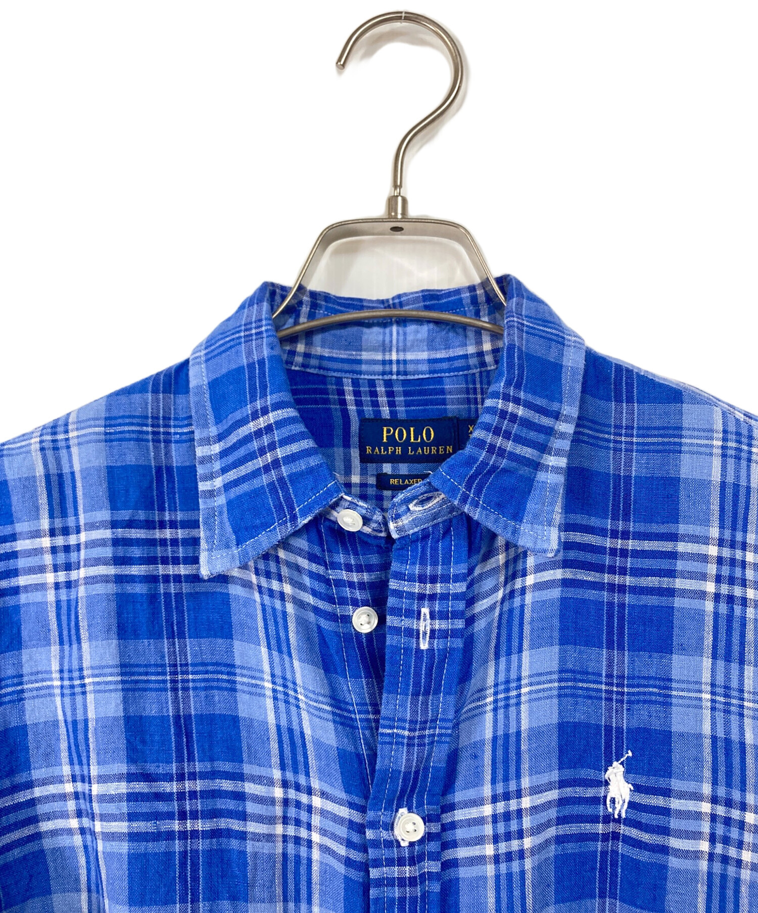 現行 ポロラルフローレン リネン シャツ 長袖 羽織り ポニー刺繍 紺 XL 中古・古着通販】POLO RALPH LAUREN (ポロ・ラルフローレン) リネン