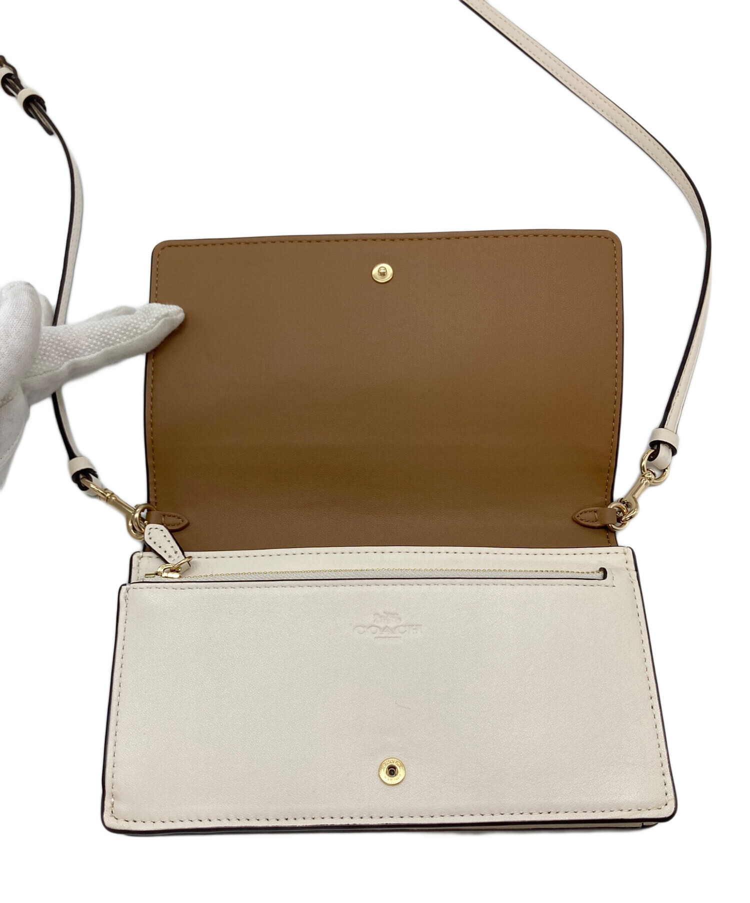 中古・古着通販】COACH (コーチ) 長財布 ショルダー財布 アイボリー 