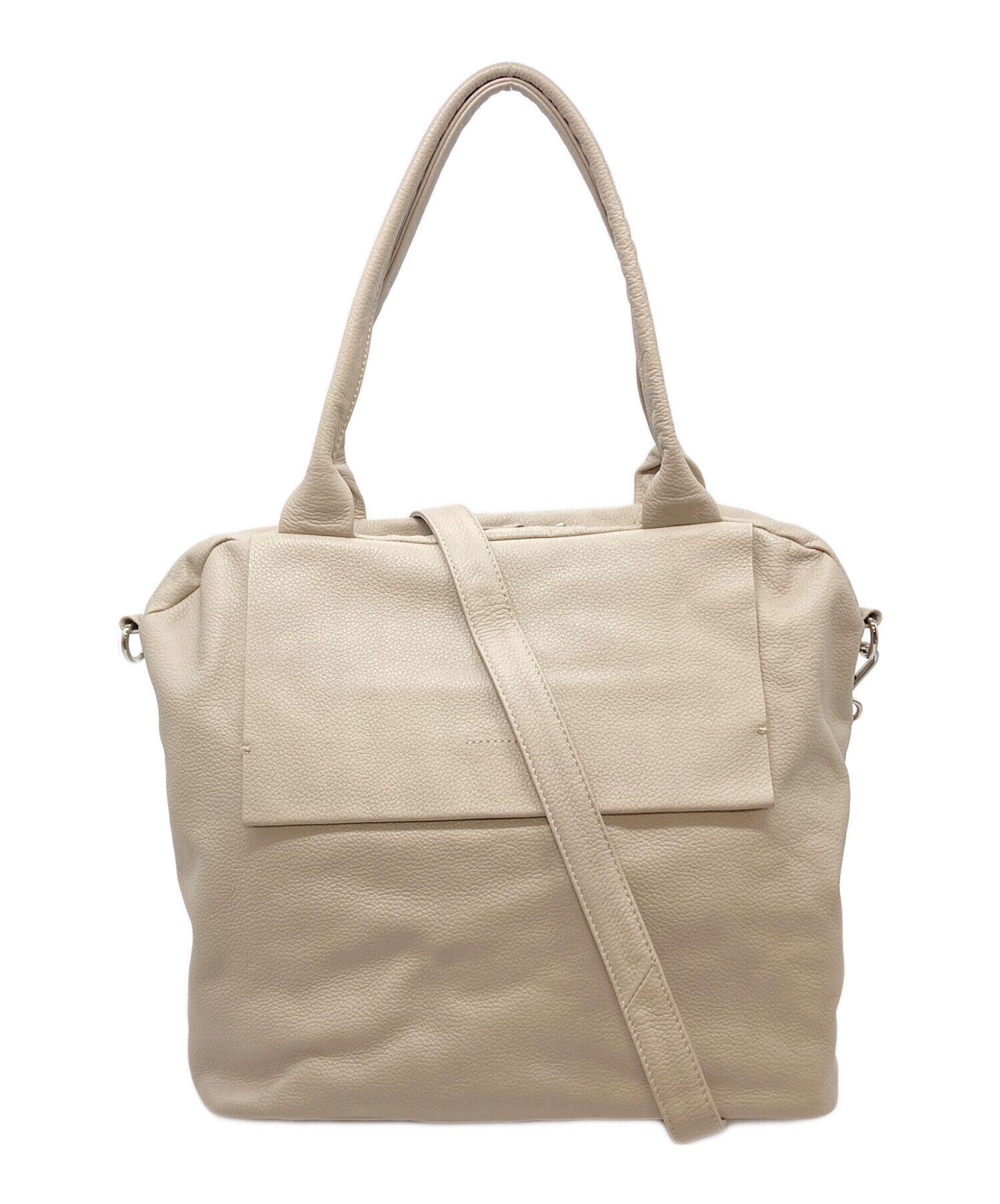 レザーフラップ2WAYバッグ Sサイズ ベージュ 中古・古着通販】ear PAPILLONNER (イアパピヨネ) レザーフラップ2WAY