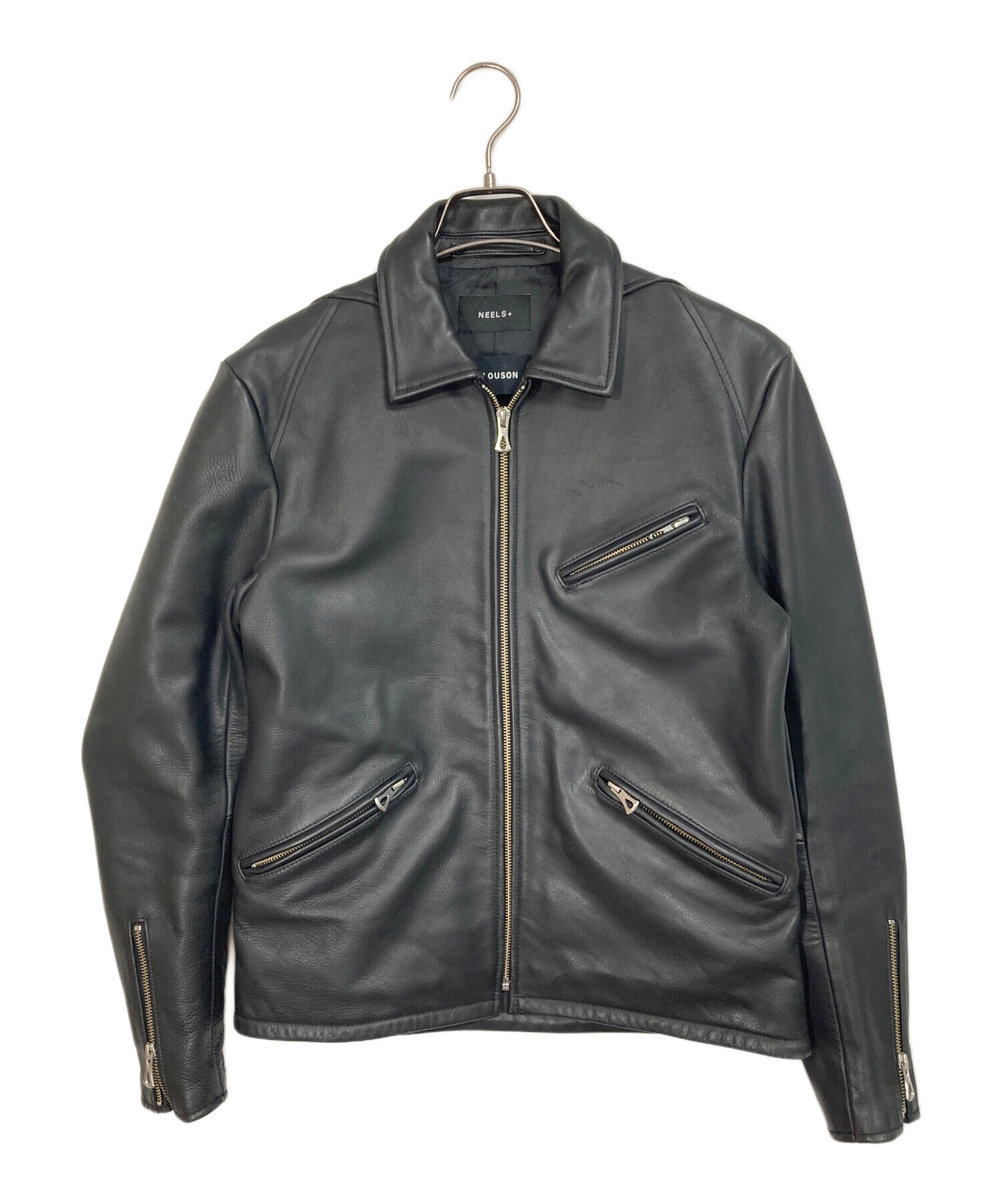 襟付きシングルライダースジャケットNEELS+ BLOUSONコラボ 中古・古着通販】neels (ニールス) BLOUSONコラボ 襟付きシングル