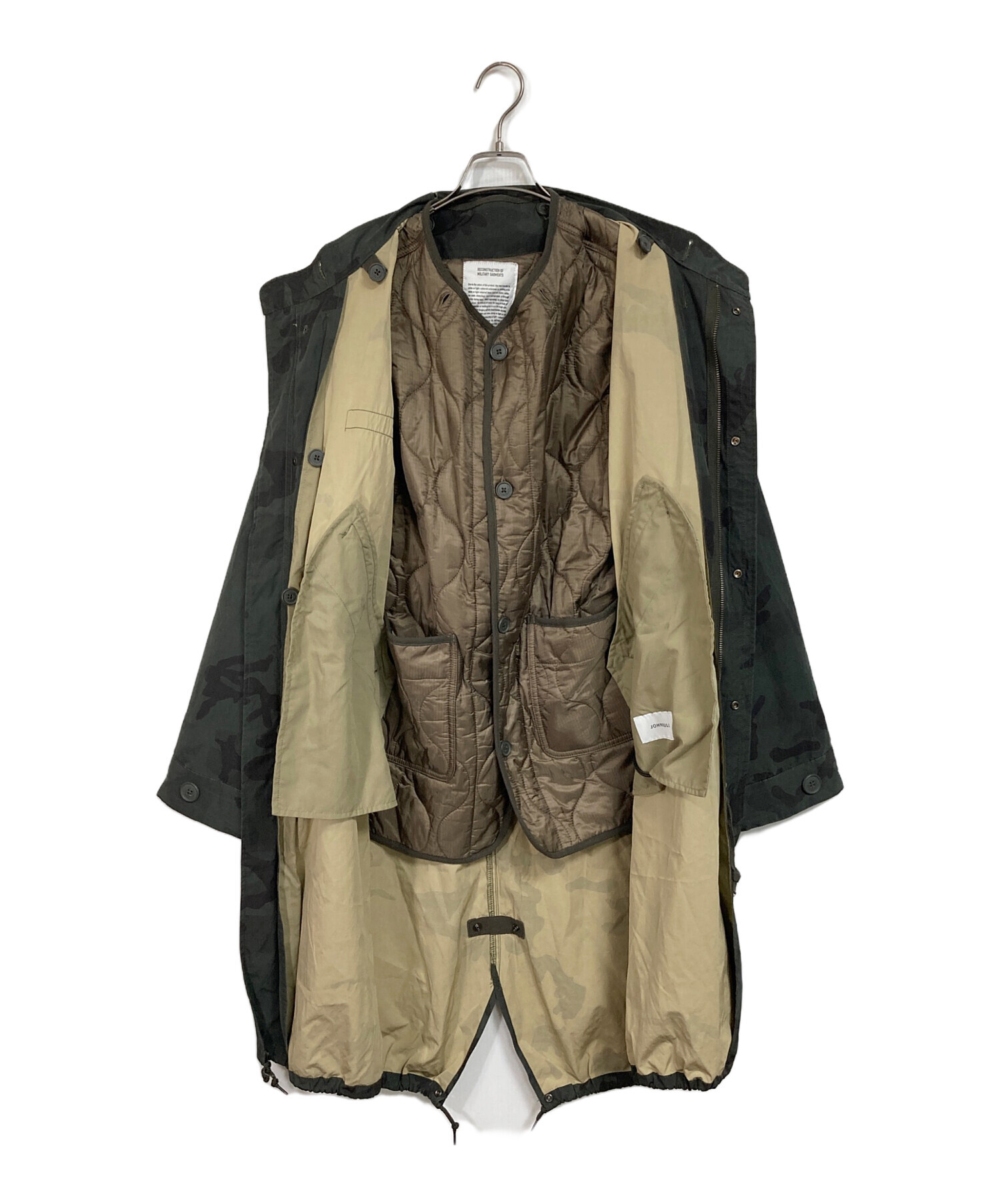ジョンブル　Johnbull　ヘリンボーンモッズコート　S　ブラック×グレー 中古・古着通販】JOHNBULL (ジョンブル) M-65ライナー付モッズコート