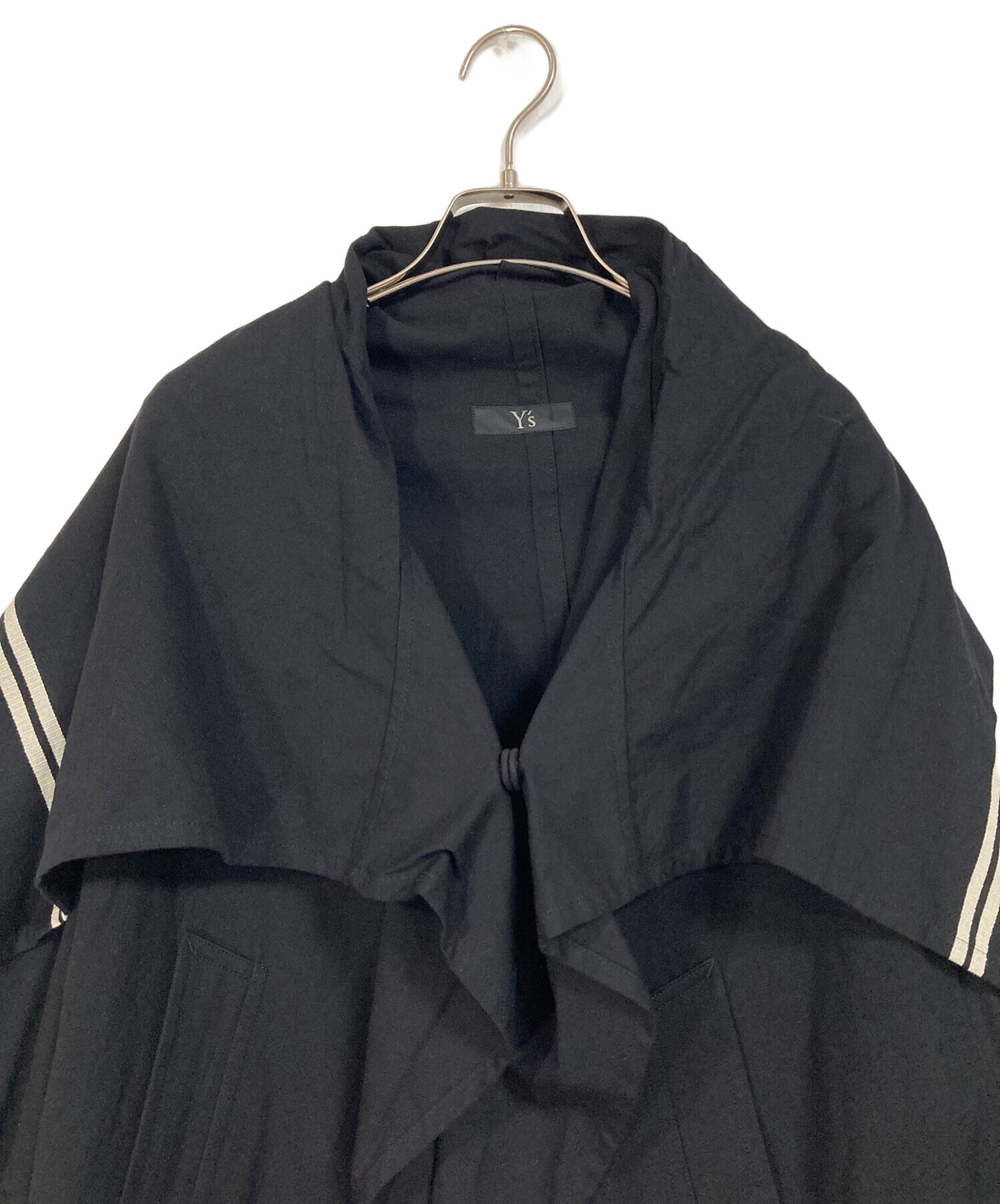 中古・古着通販】Y's (ワイズ) セーラーカラーコート ブラック サイズ