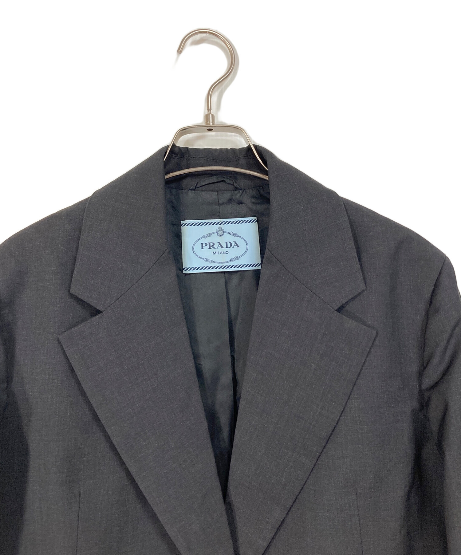 PRADA テーラード ジャケット ダークグレー 中古・古着通販】PRADA (プラダ) テーラードジャケット グレー サイズ