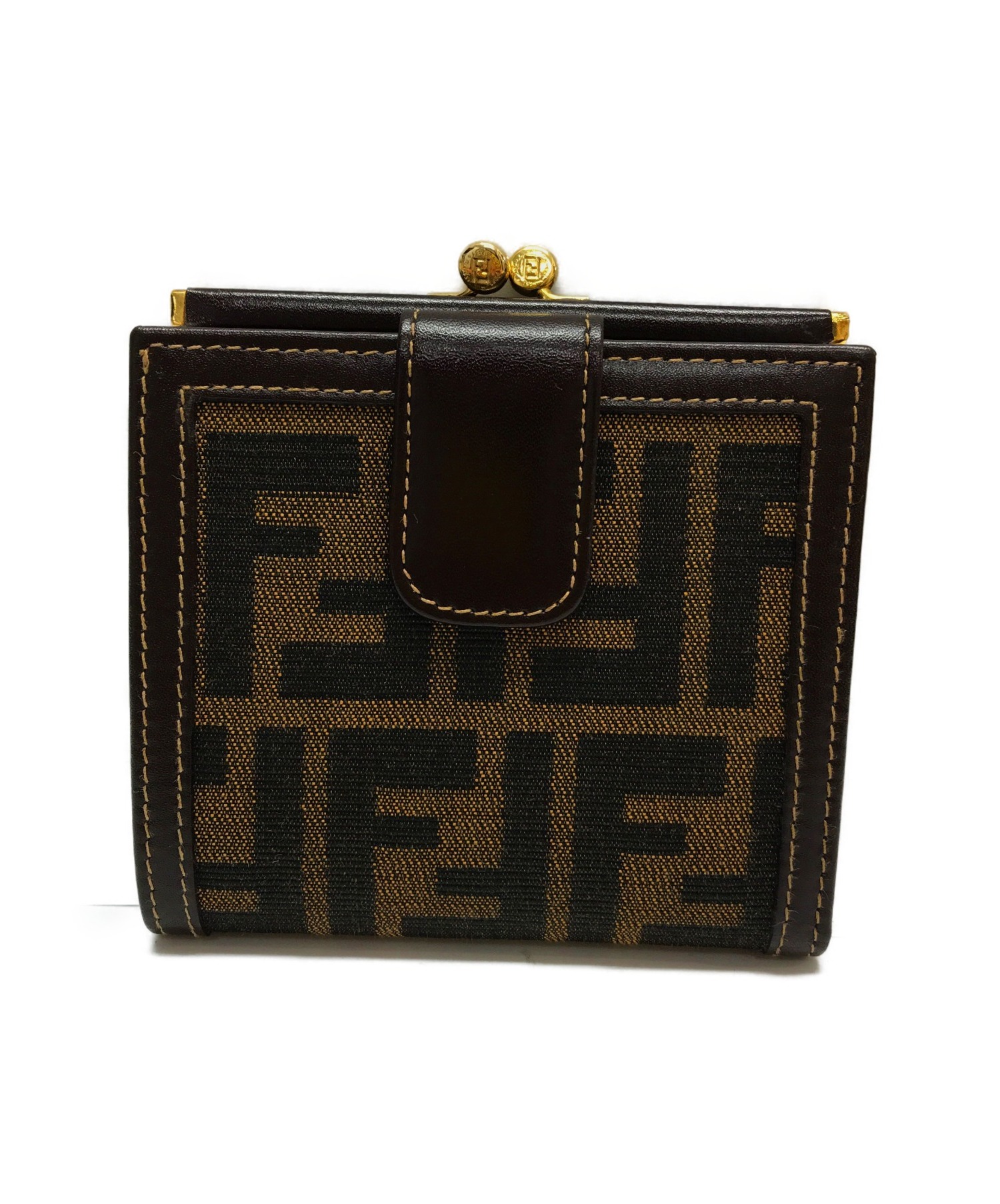 中古・古着通販】FENDI (フェンディ) ズッカ柄がま口財布 ブラウン