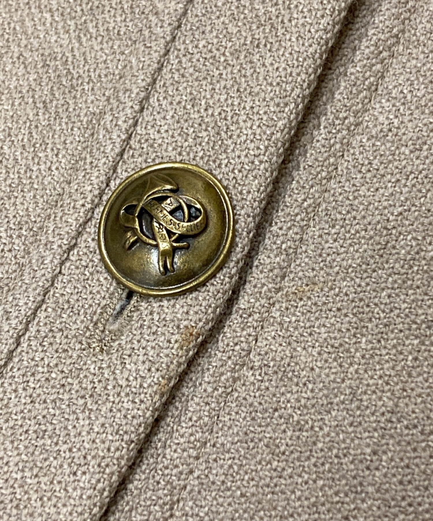 中古・古着通販】HERMES (エルメス) 総柄カシミア混ノーカラー 