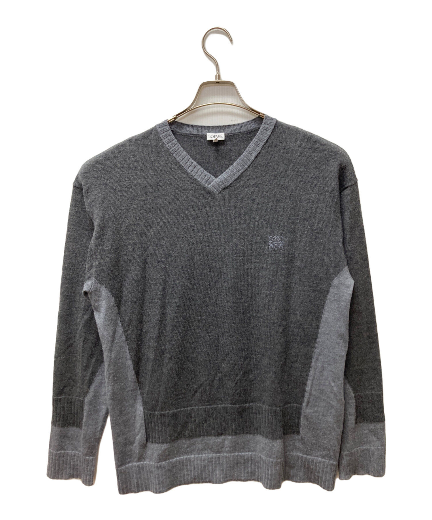 中古・古着通販】LOEWE (ロエベ) アナグラムバイカラーニット グレー