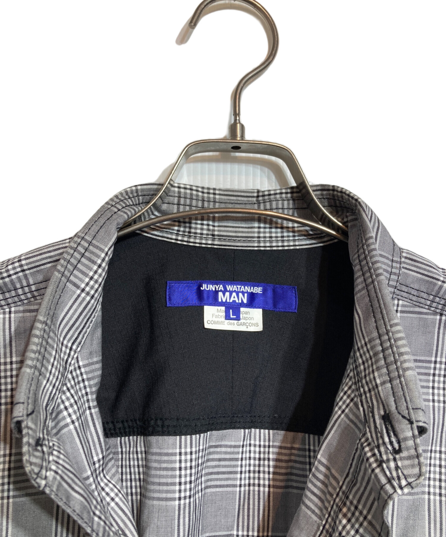 JUNYA WATANABE MAN エルボーパッチ 切り替えチェックシャツ JUNYA WATANABE MAN エルボーパッチ 切り替えチェックシャツ