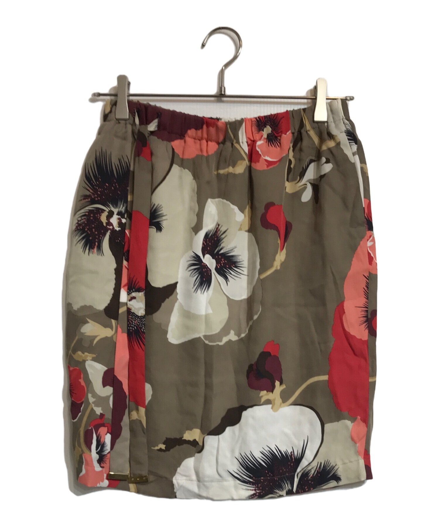 中古・古着通販】GUCCI (グッチ) 花柄シルクスカート ベージュ サイズ 