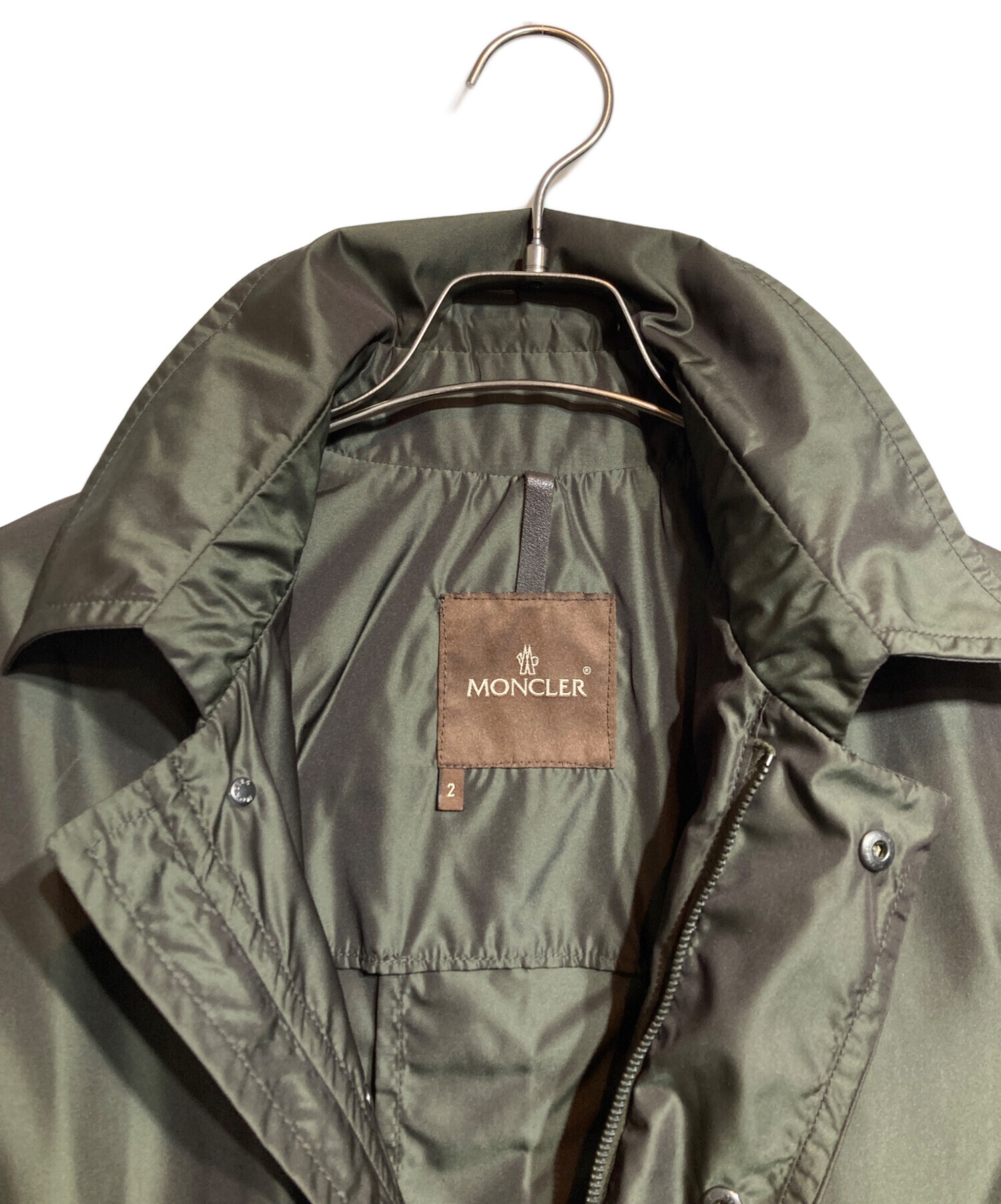 中古・古着通販】MONCLER (モンクレール) ステンカラーコート カーキ