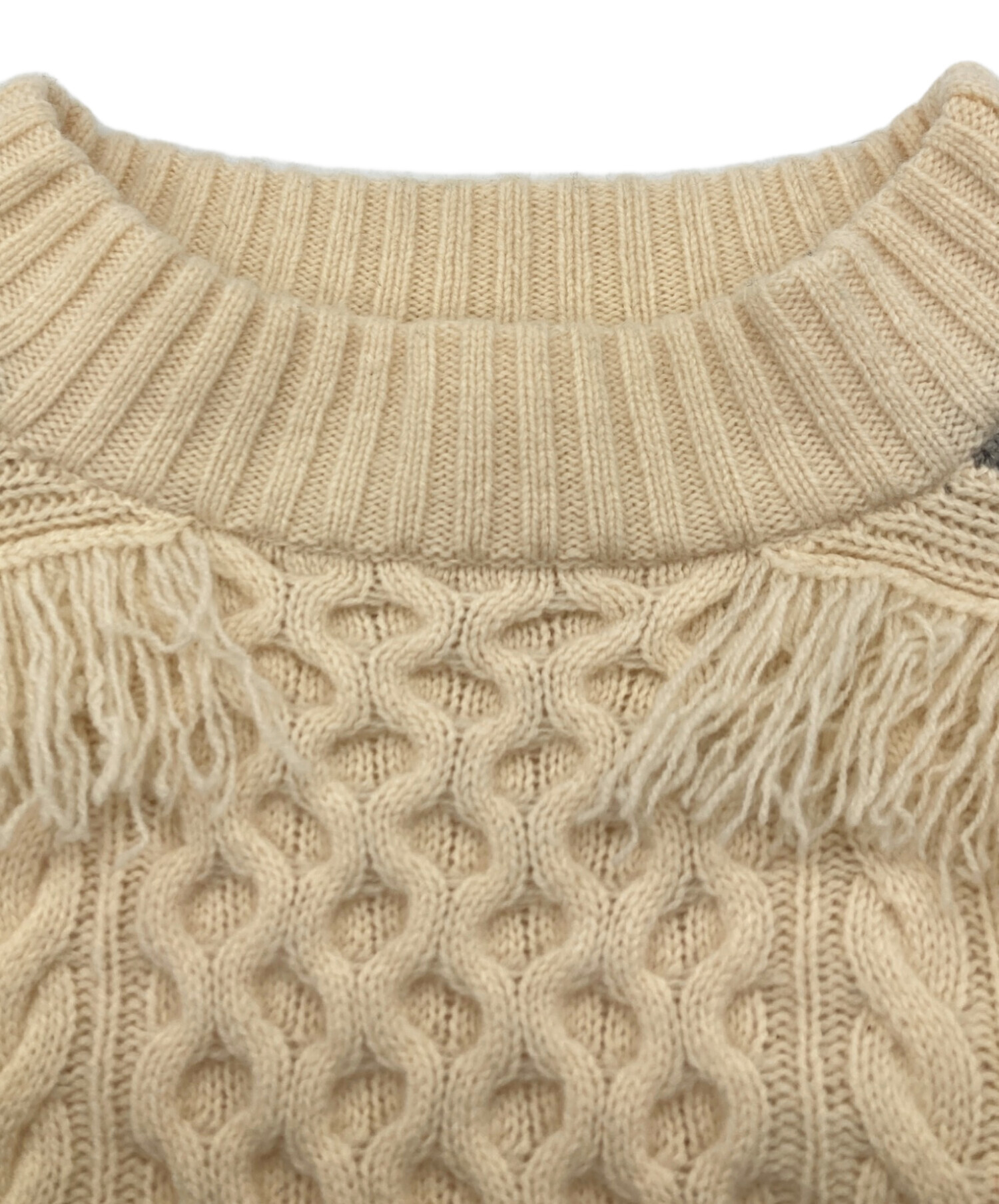 中古・古着通販】sacai (サカイ) フリンジニット グレー×ベージュ