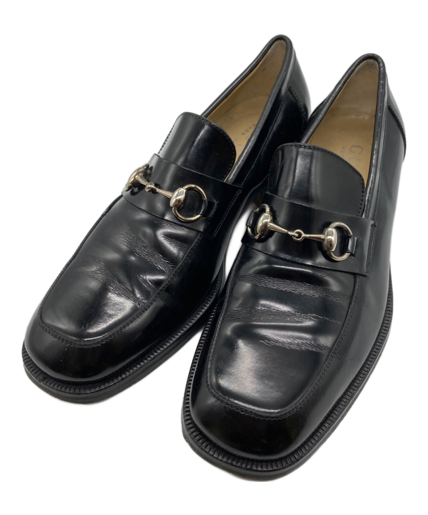 中古・古着通販】GUCCI (グッチ) スクエアトゥホースビットローファー