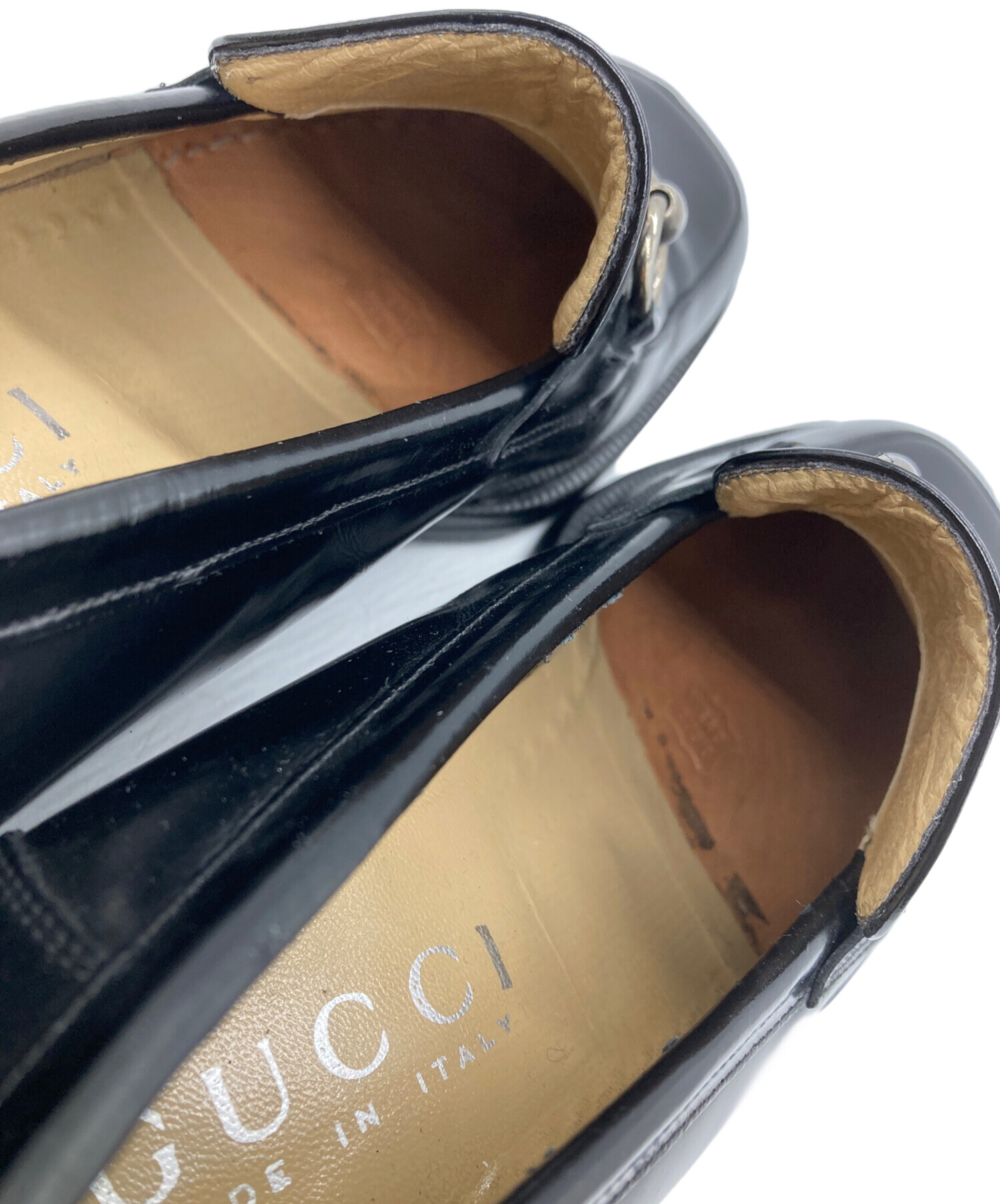 【美品】GUCCI ホースビットローファー スエード ブラック 8D 中古・古着通販】GUCCI (グッチ) スクエアトゥホースビットローファー