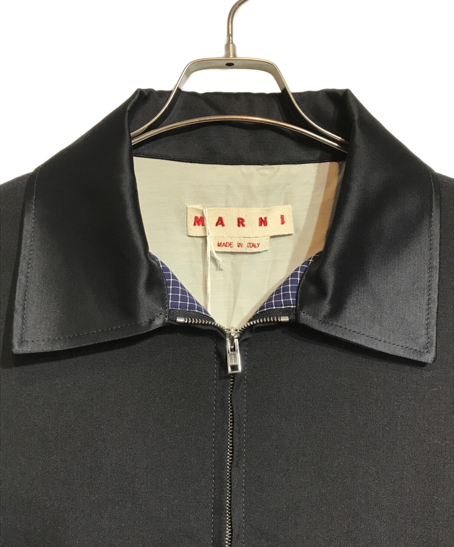 MARNI (マルニ) チェックトロピカルウールジャケット ブラック サイズ 