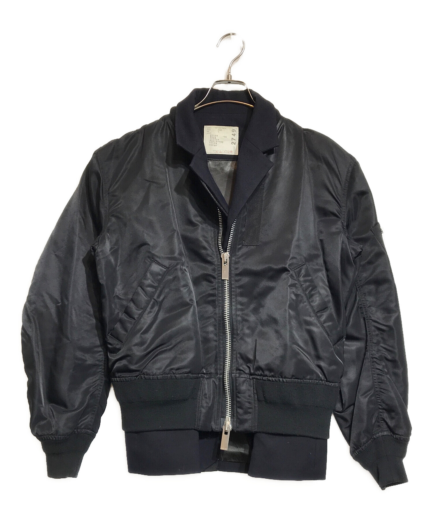 sacai サカイ ma-1 ブルゾン レイヤード サイズ2 ブラック sacai サカイ ma-1 ブルゾン レイヤード サイズ2 ブラック
