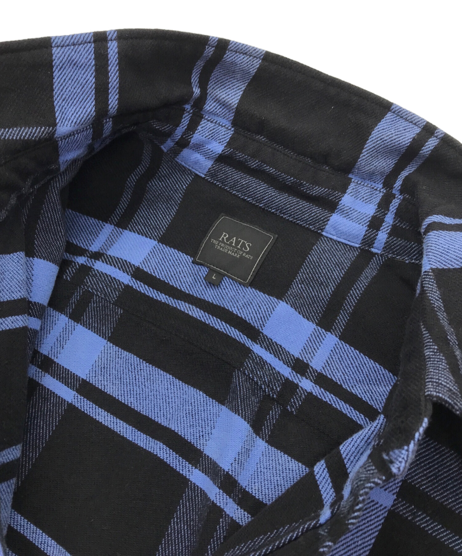 中古・古着通販】RATS (ラッツ) BLUE CHECK SHIRT ブラック×ブルー