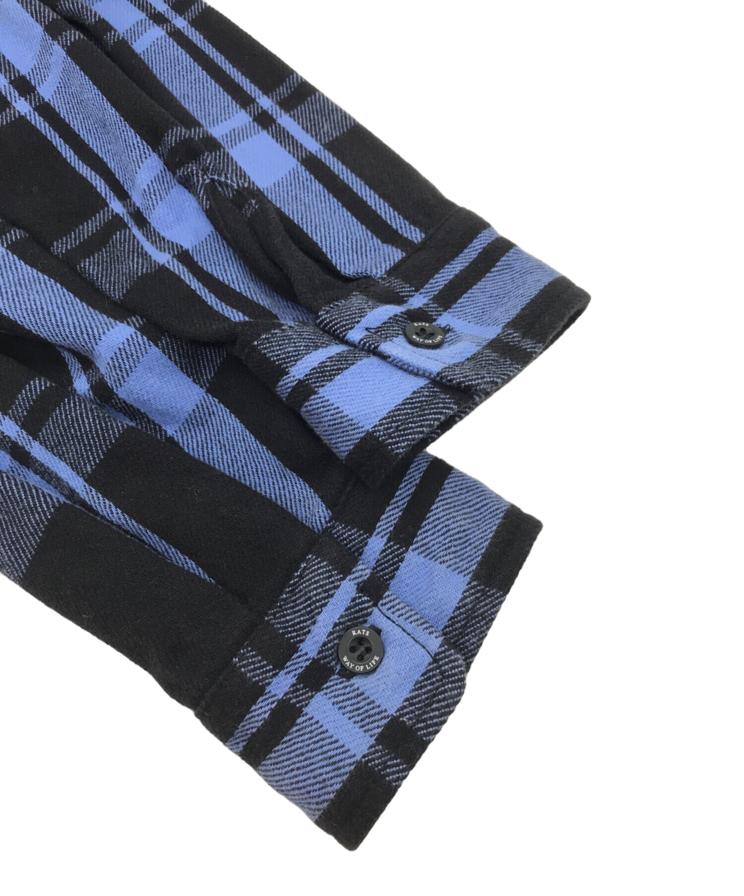 中古・古着通販】RATS (ラッツ) BLUE CHECK SHIRT ブラック×ブルー