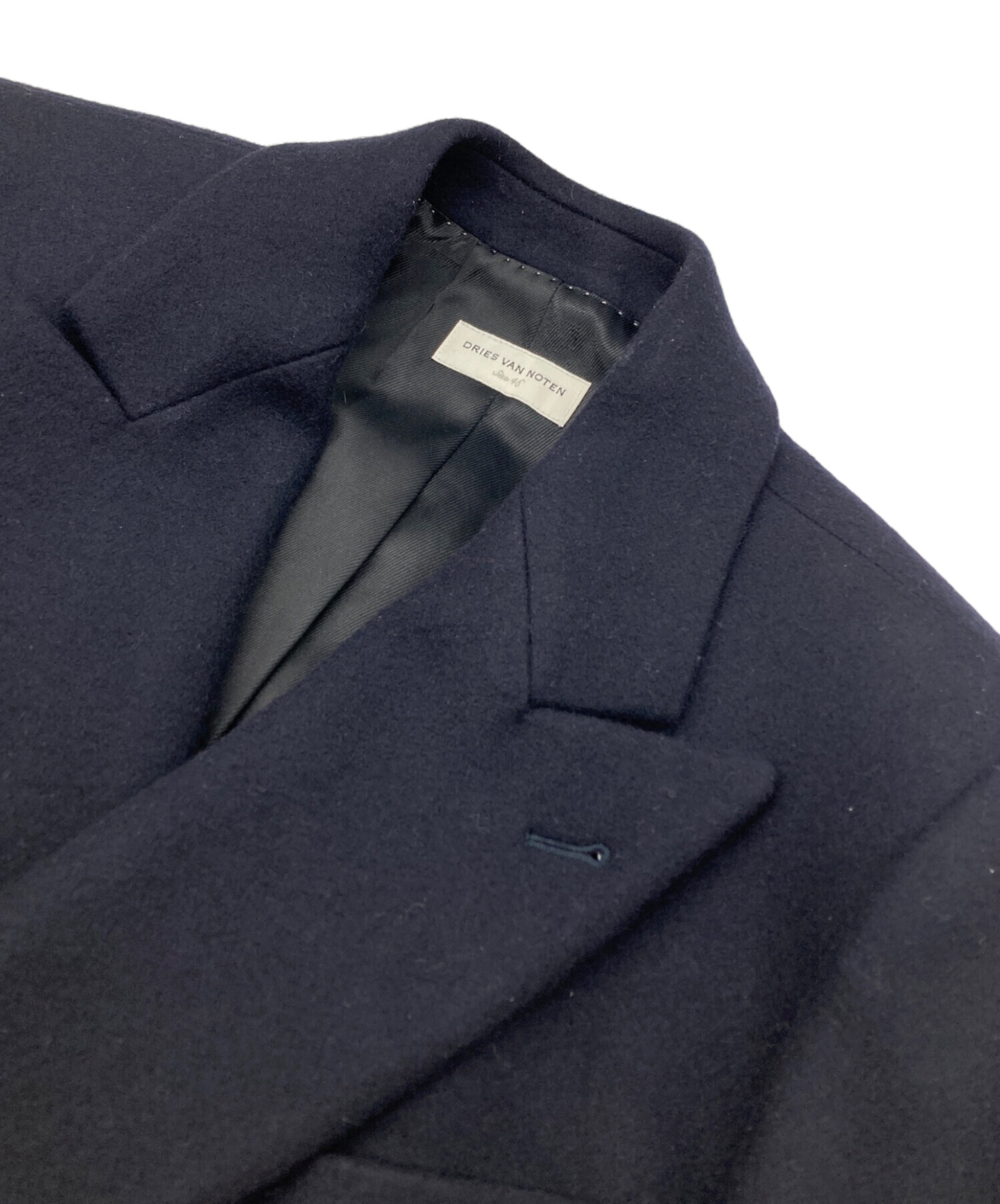 DRIES VAN NOTEN / ウールコート / ネイビー ベージュ 中古・古着通販】DRIES VAN NOTEN (ドリスヴァンノッテン) ダブル