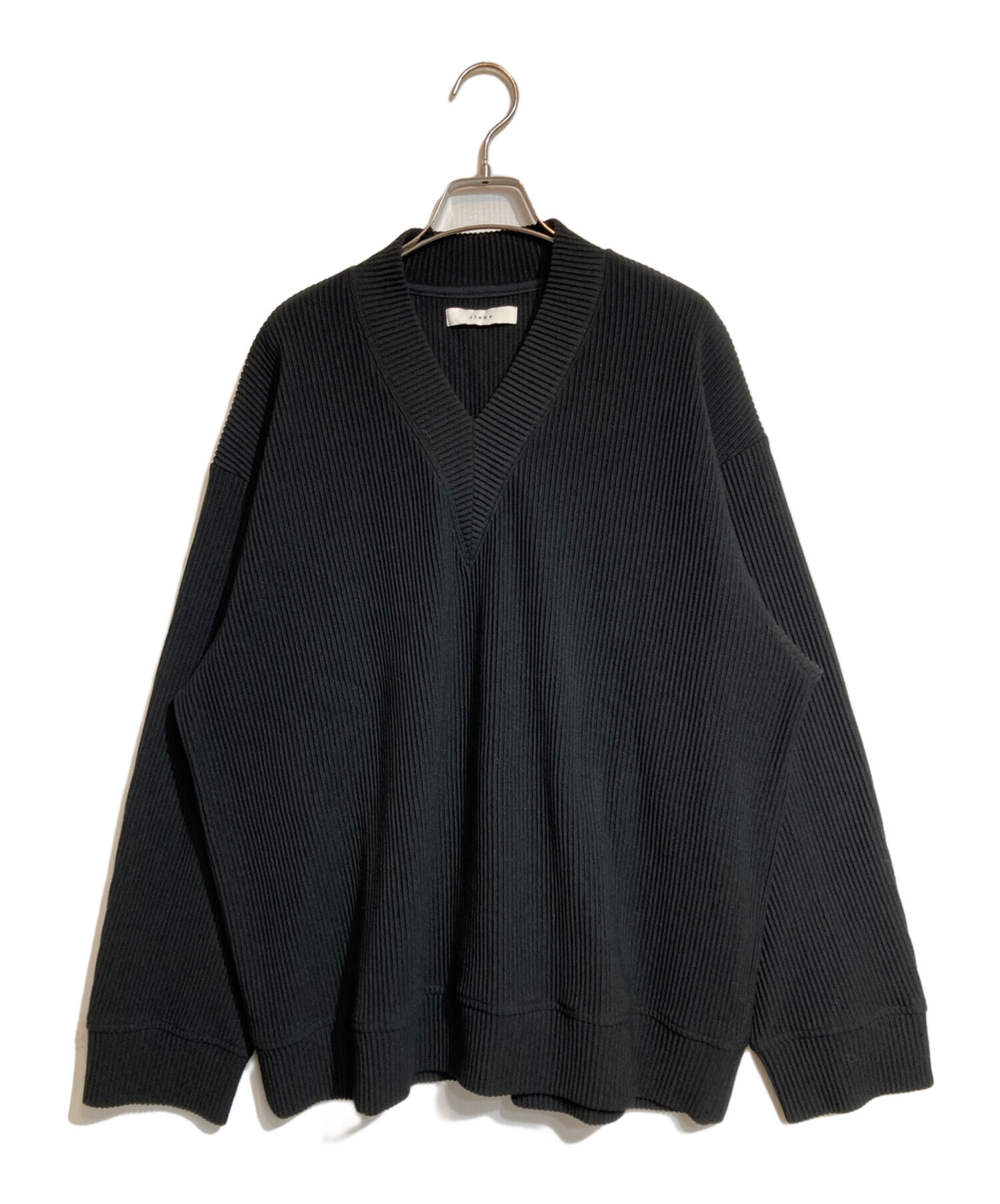 中古・古着通販】Jieda (ジエダ) RIPPLE V NECK L/S KNIT ブラック  