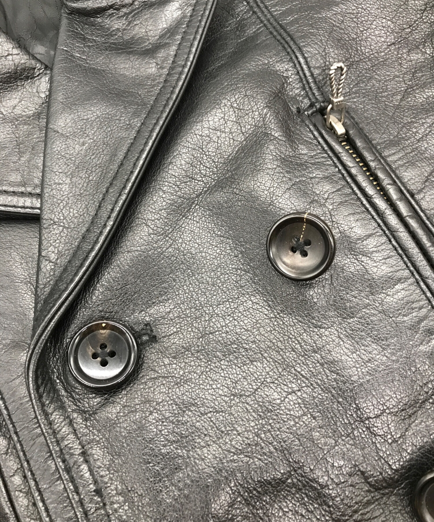 中古・古着通販】FUGA (フーガ) ダブルレザージャケット ブラック